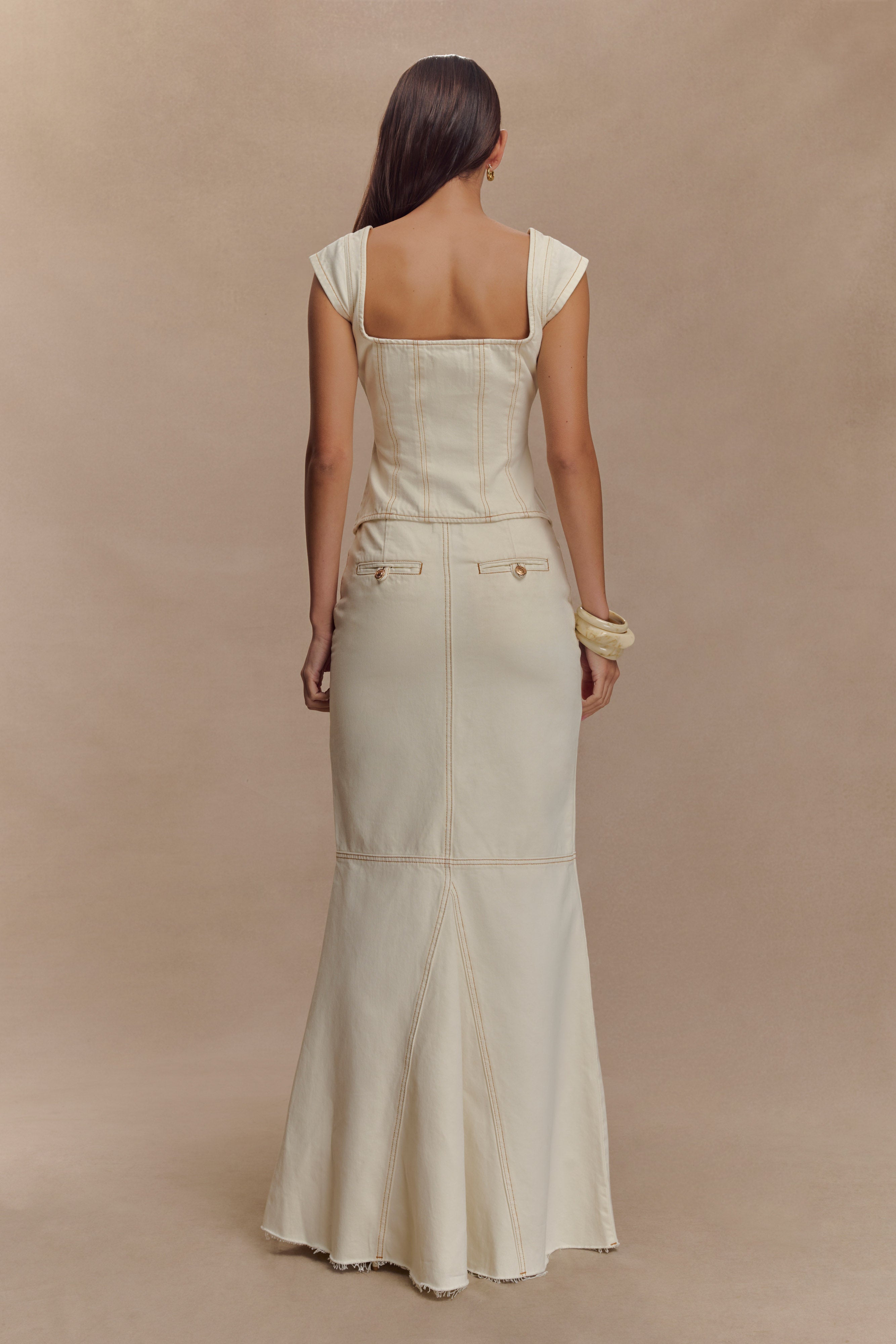 Loretta Cap Sleeve Denim Top - Ecru、mySite、solidvoid