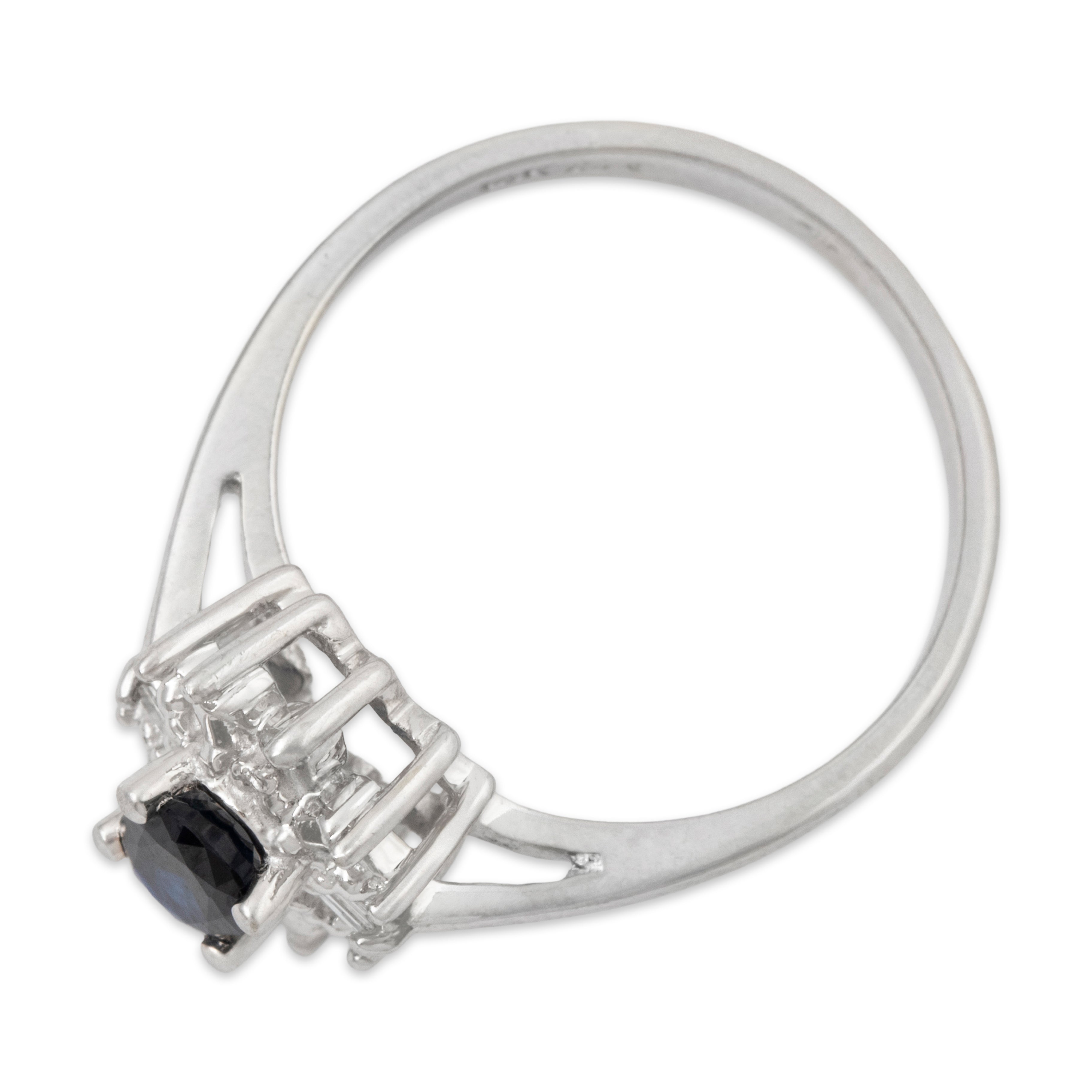 Vintage 14k White Gold .49ct Sapphire Diamond Dainty Halo Ring 6.75、mySite、hinf8tx79