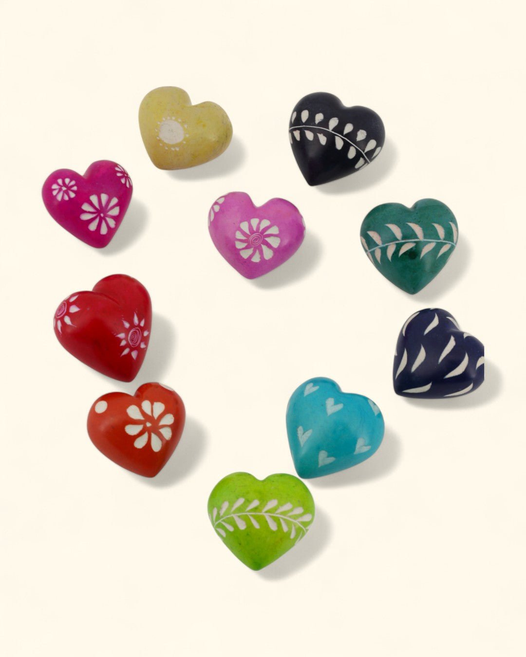Mini Multicolor Soapstone Hearts Set of 10、mySite、topwebapps