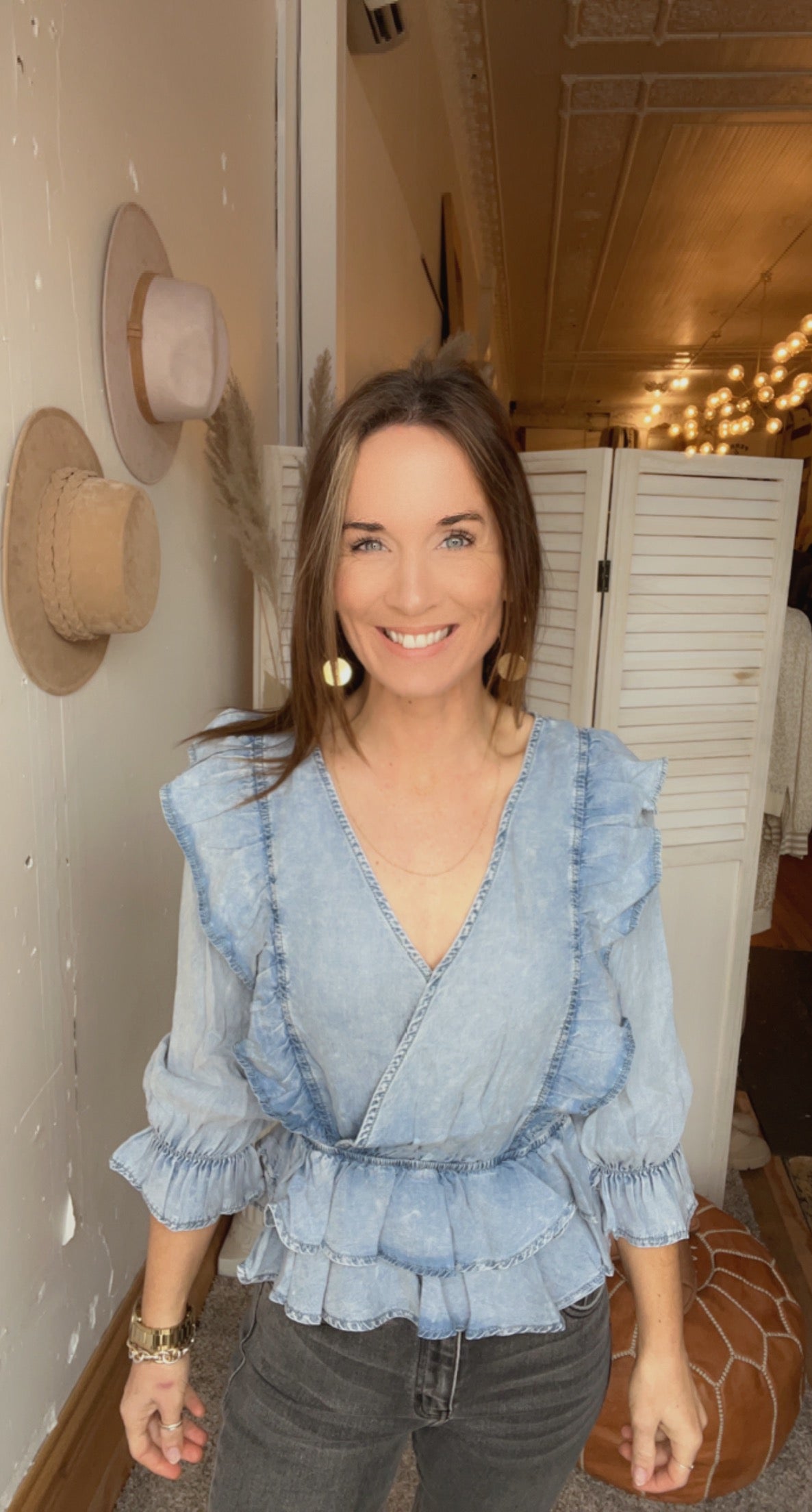 Riley's Ruffle Denim Top、mySite、garagedoors4me