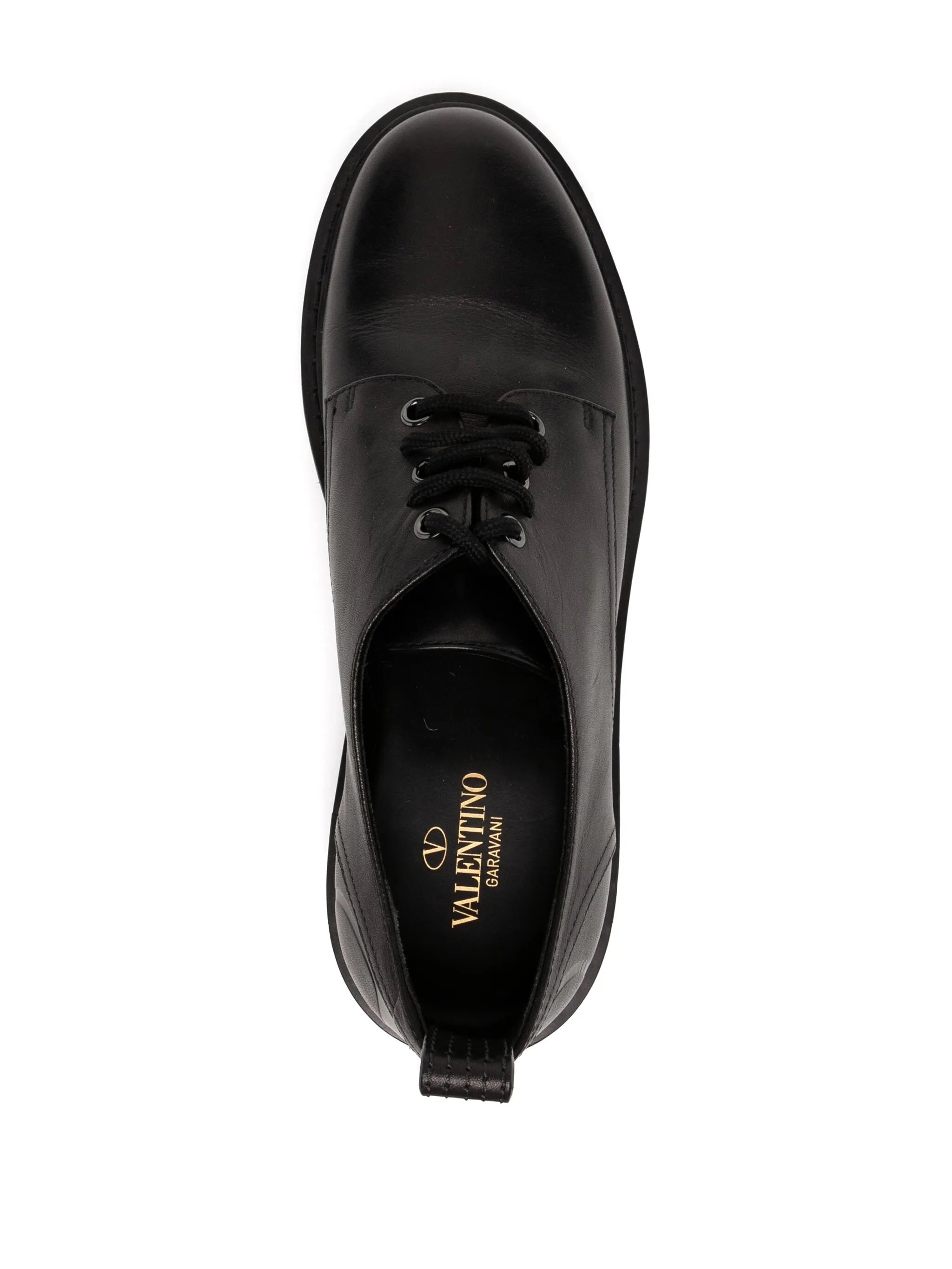 Valentino Black Leather Derby Loafers、mySite、garminoutage.com