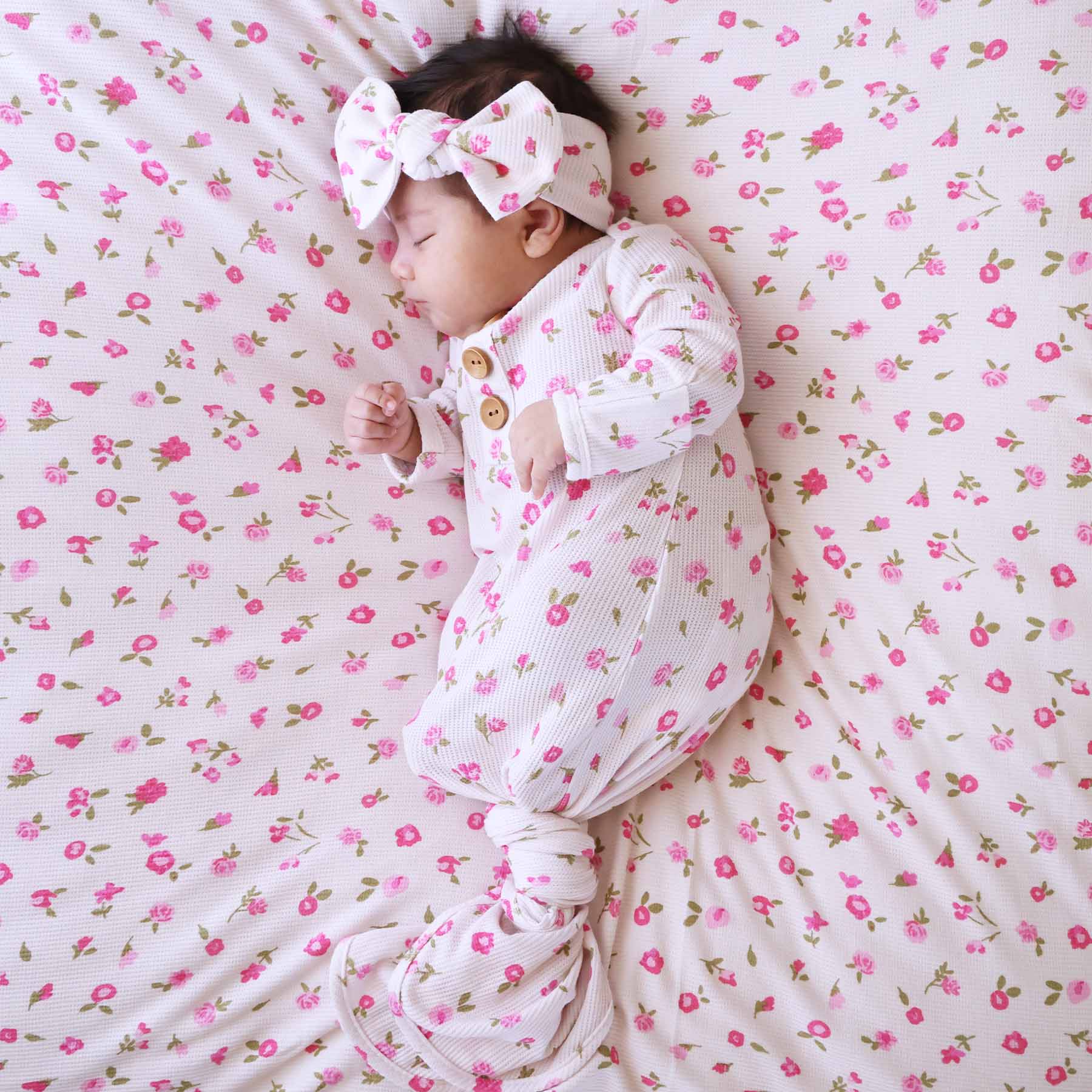  Penny's Posies Bamboo Waffle Newborn Baby Knot Gown & Hat Set、mySite、layawaytickets