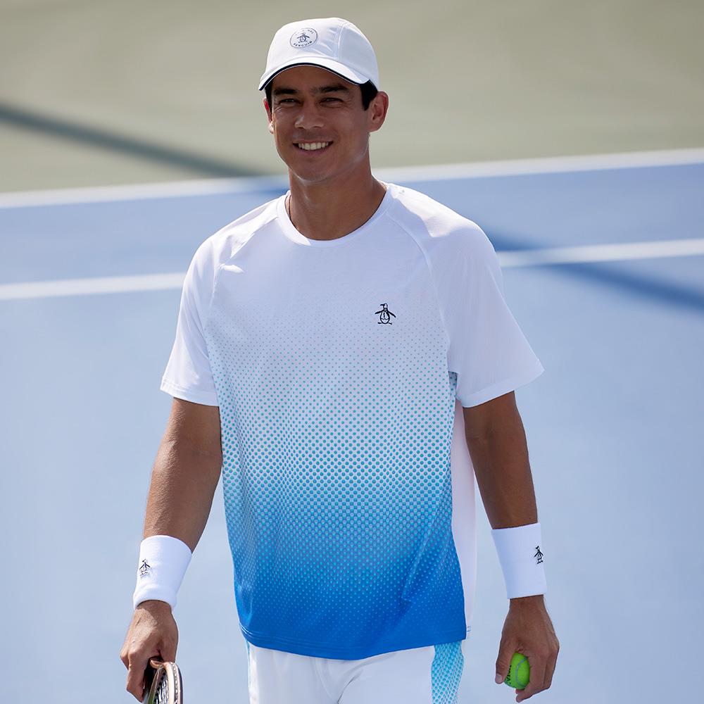 Penguin Men's Performance Ombre Tee - Bright White/Blue