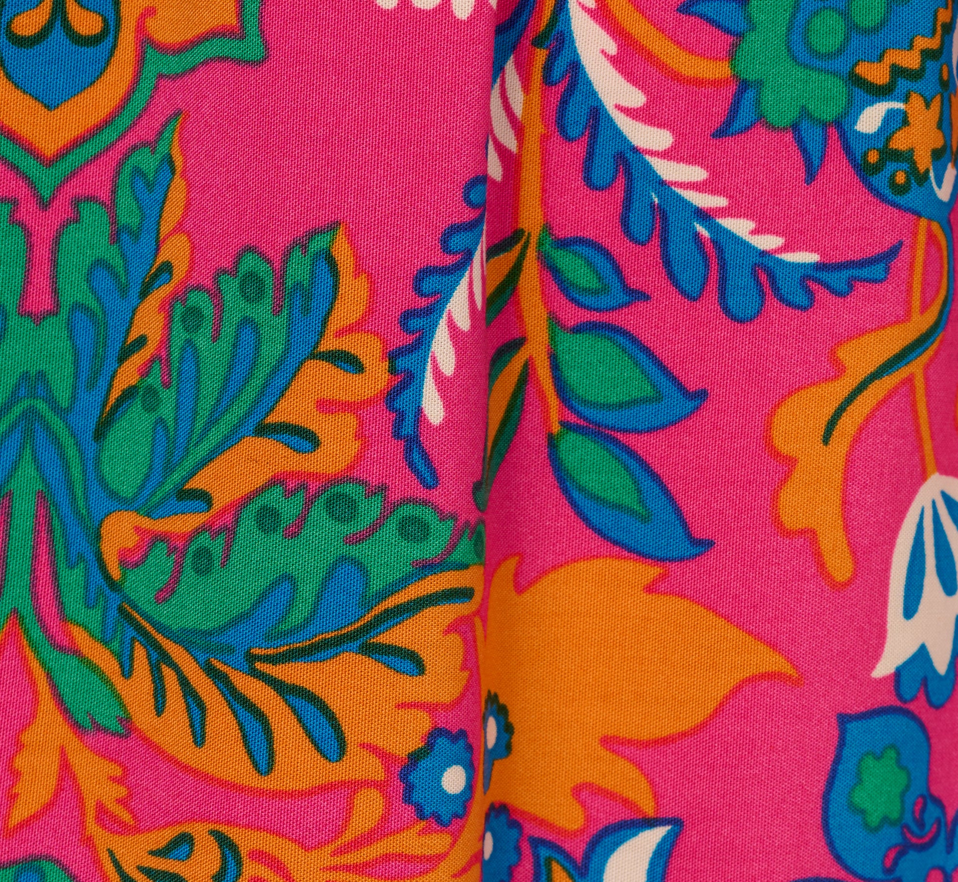 Puff Sleeve Retro Printed Short Dress In Hot Pink Multi、mySite、solidvoid