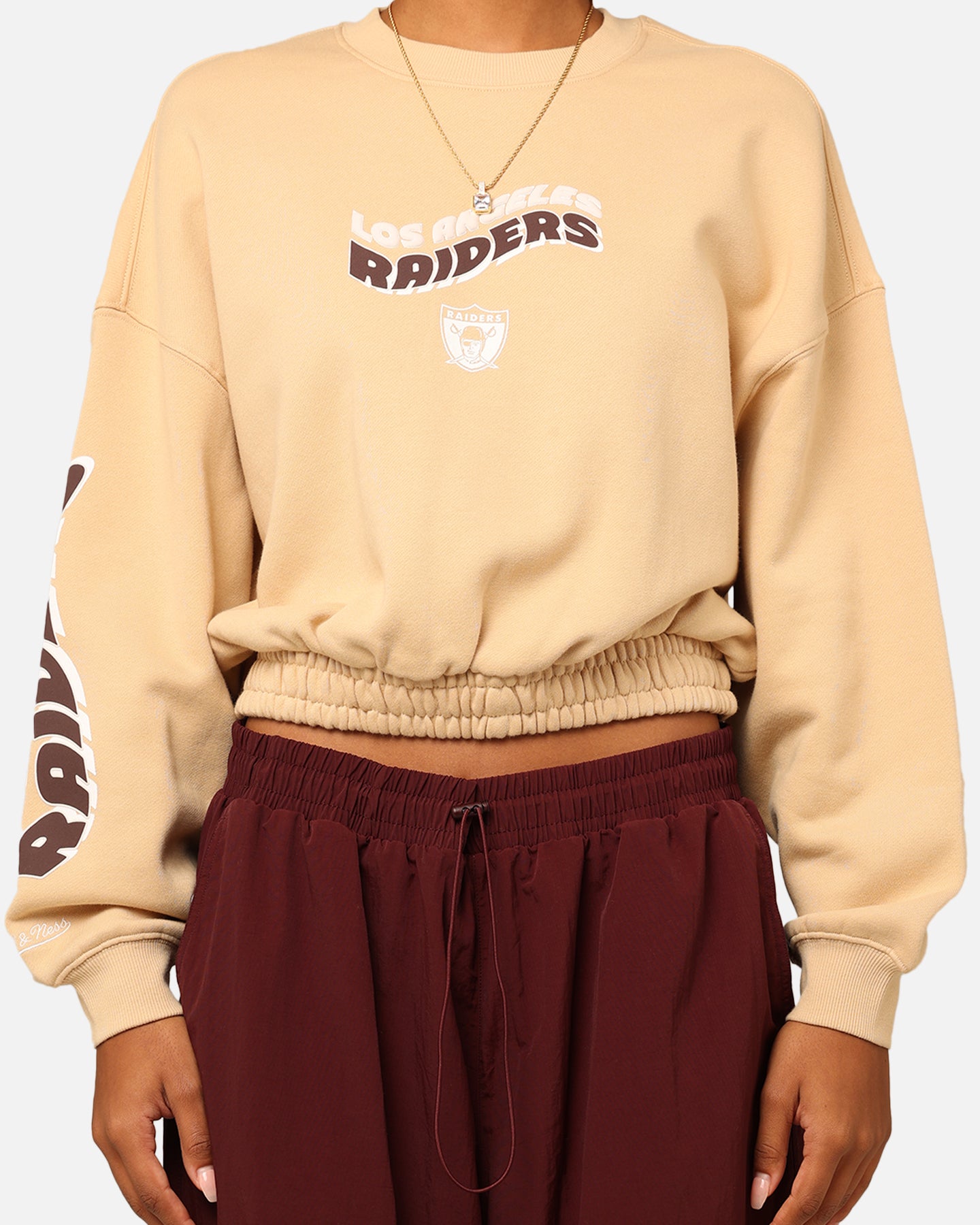 Mitchell & Ness Women's Los Angeles Raiders Dazed Cropped Crewneck Warm Sand、mySite、zt4zffjzw