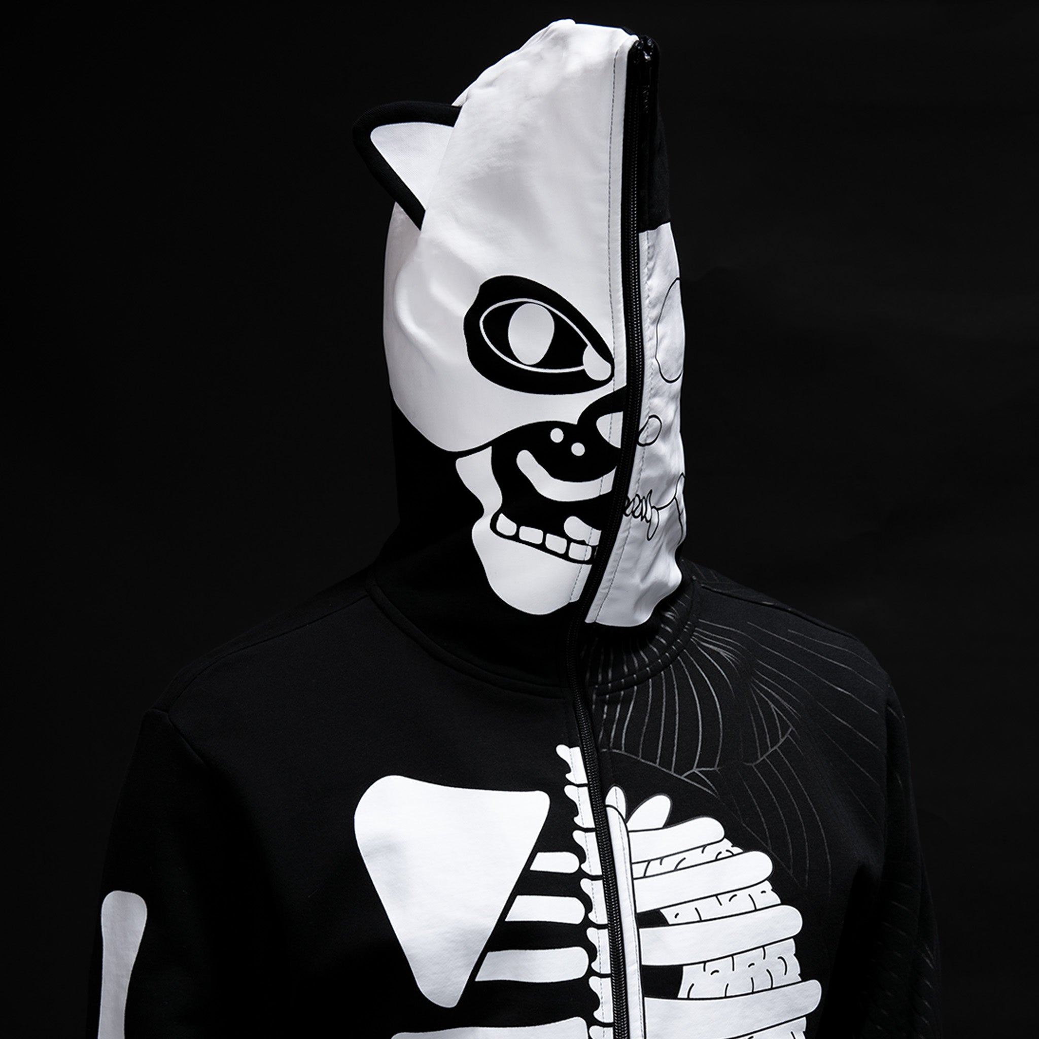  Skelly Anatomy Full Zip Hoodie (Black/White)、mySite、merchandisen