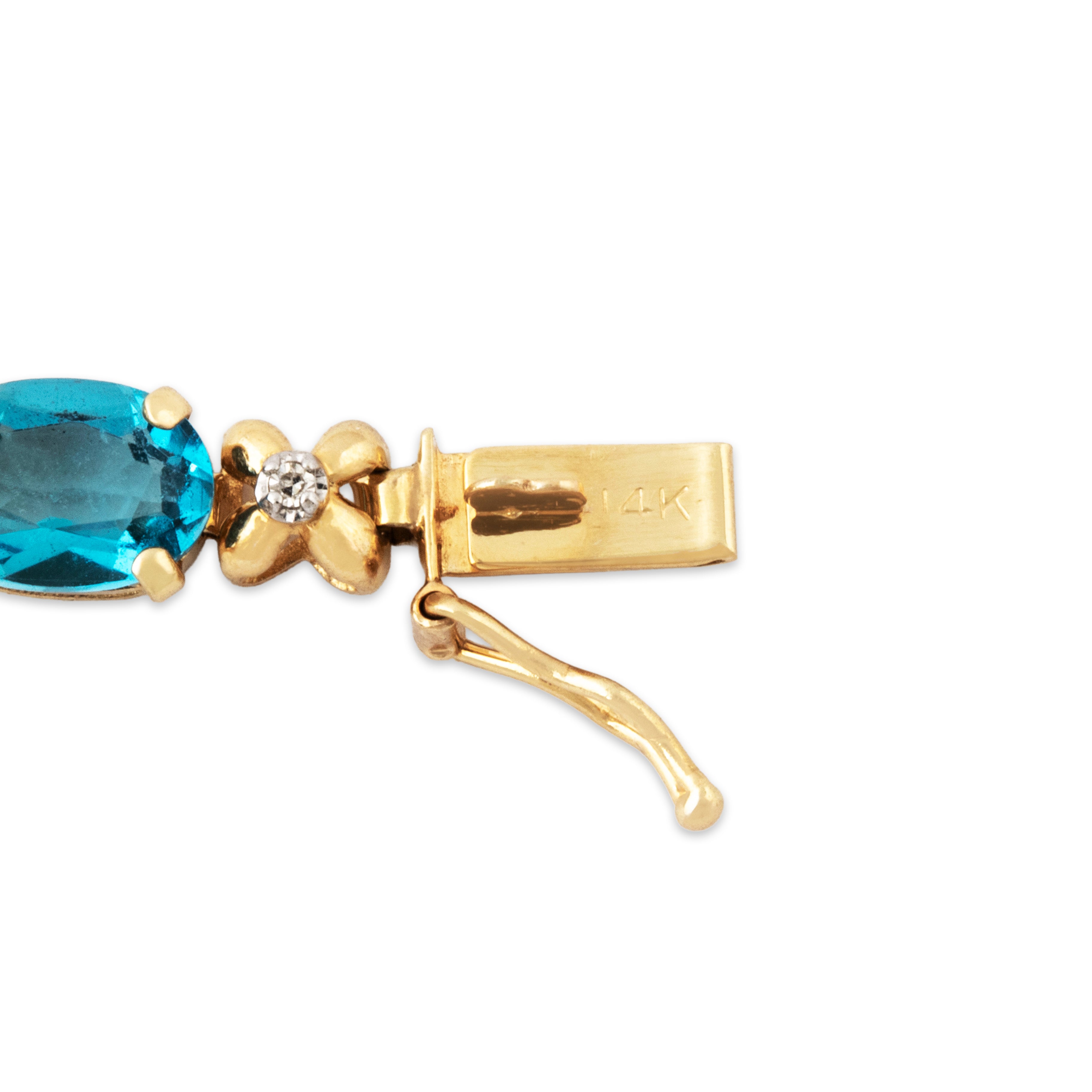 Vintage 14k Yellow Gold 13.5cttw Blue Topaz Diamond Line Bracelet 7.75、mySite、hinf8tx79