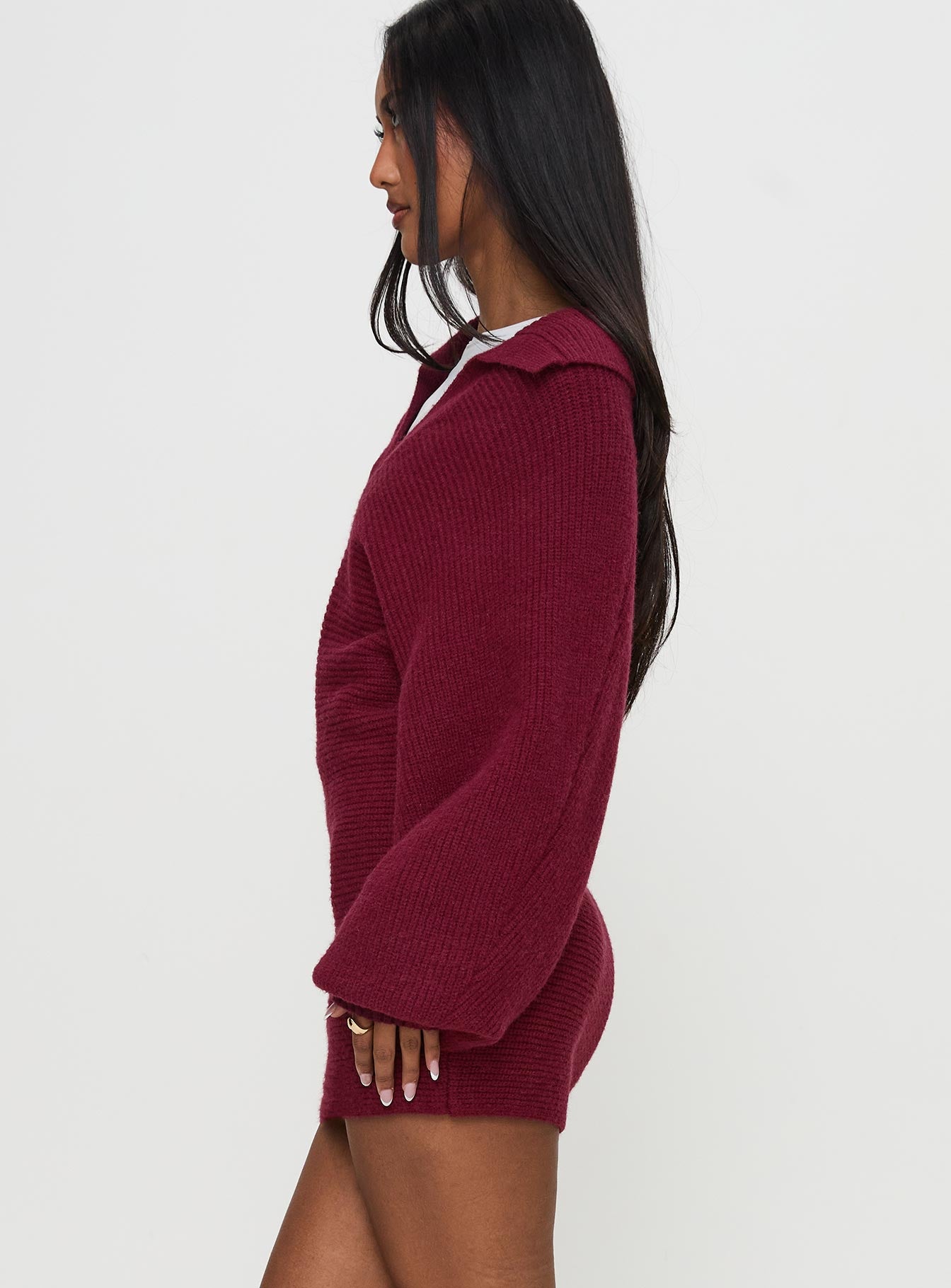 Thorelle Sweater Mini Dress Burgundy、mySite、solidvoid