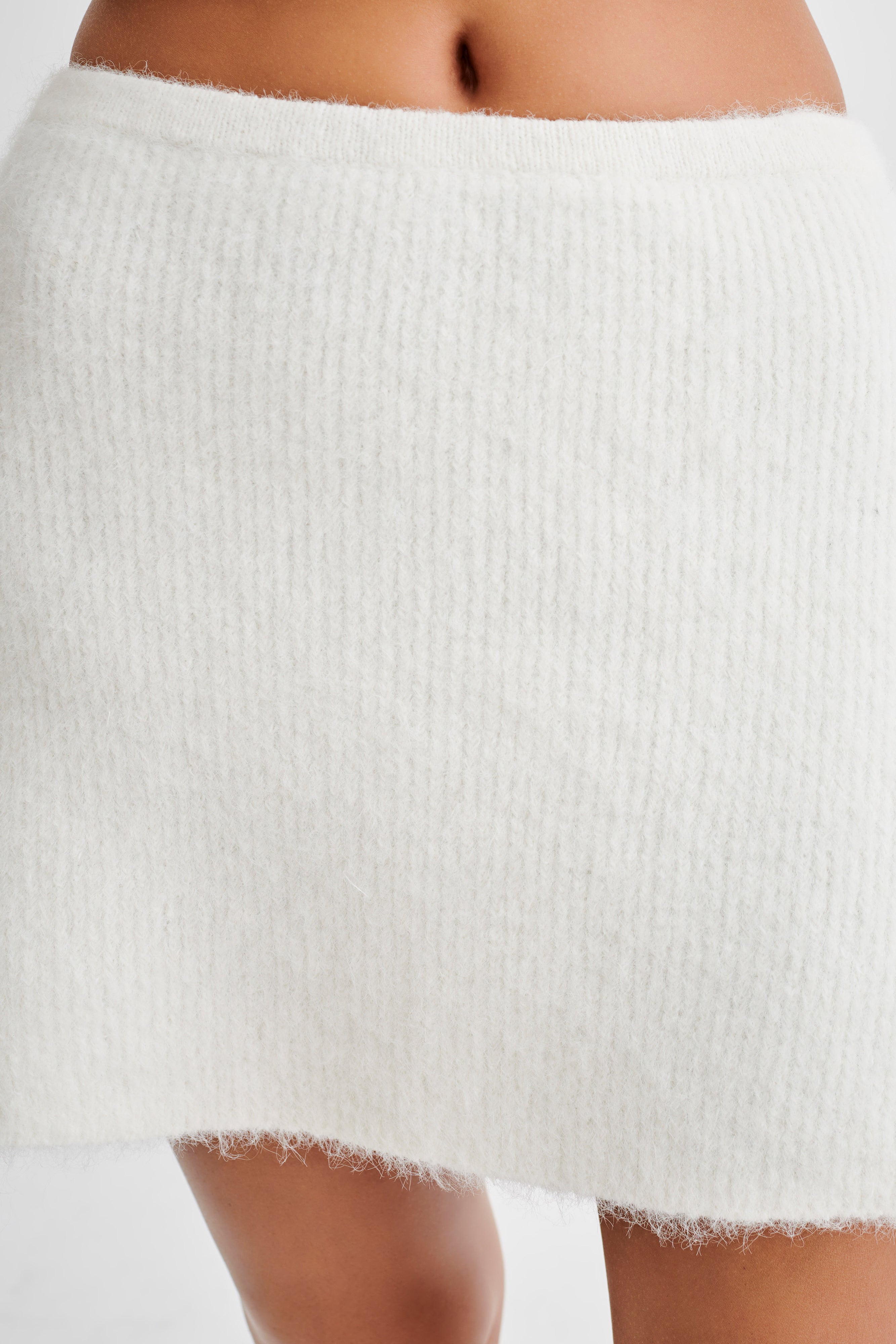 Baxter Fluffy Knit Mini Skirt - Ivory、mySite、solidvoid