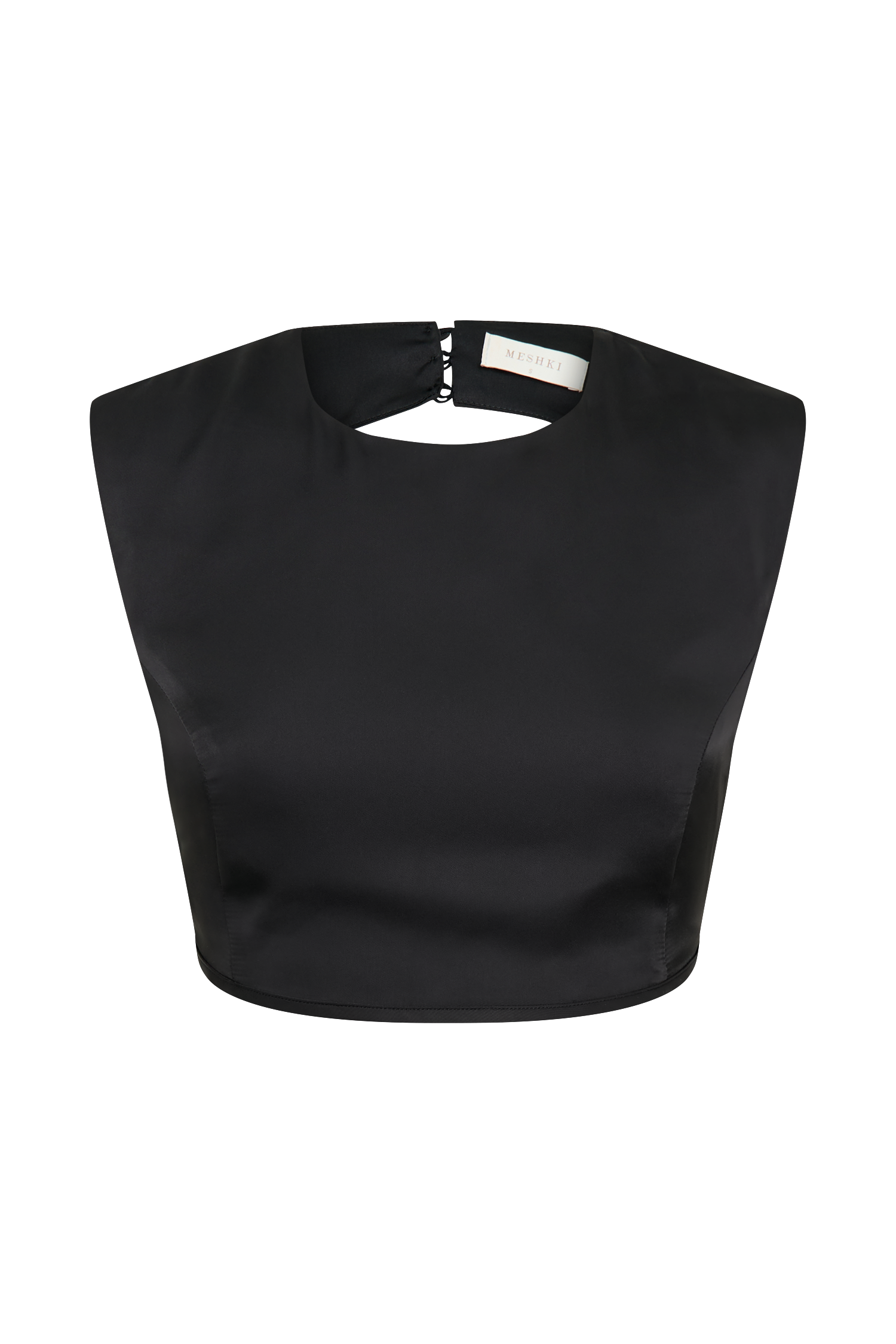 Viviana Satin Sleeveless Crop Top - Black、mySite、solidvoid