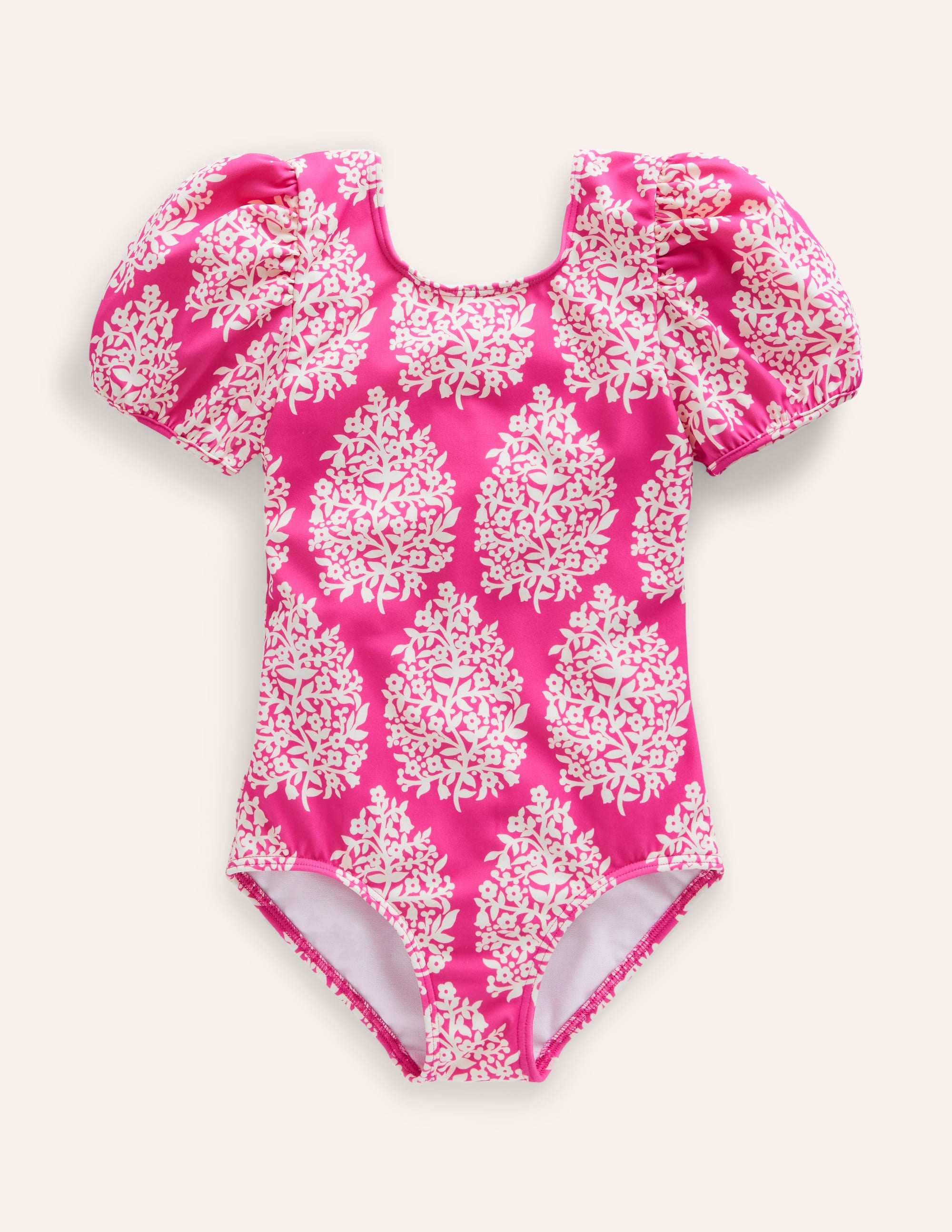  Printed Puff-sleeved Swimsuit-Pink Small Flower Stamp、mySite、ashleygrahame