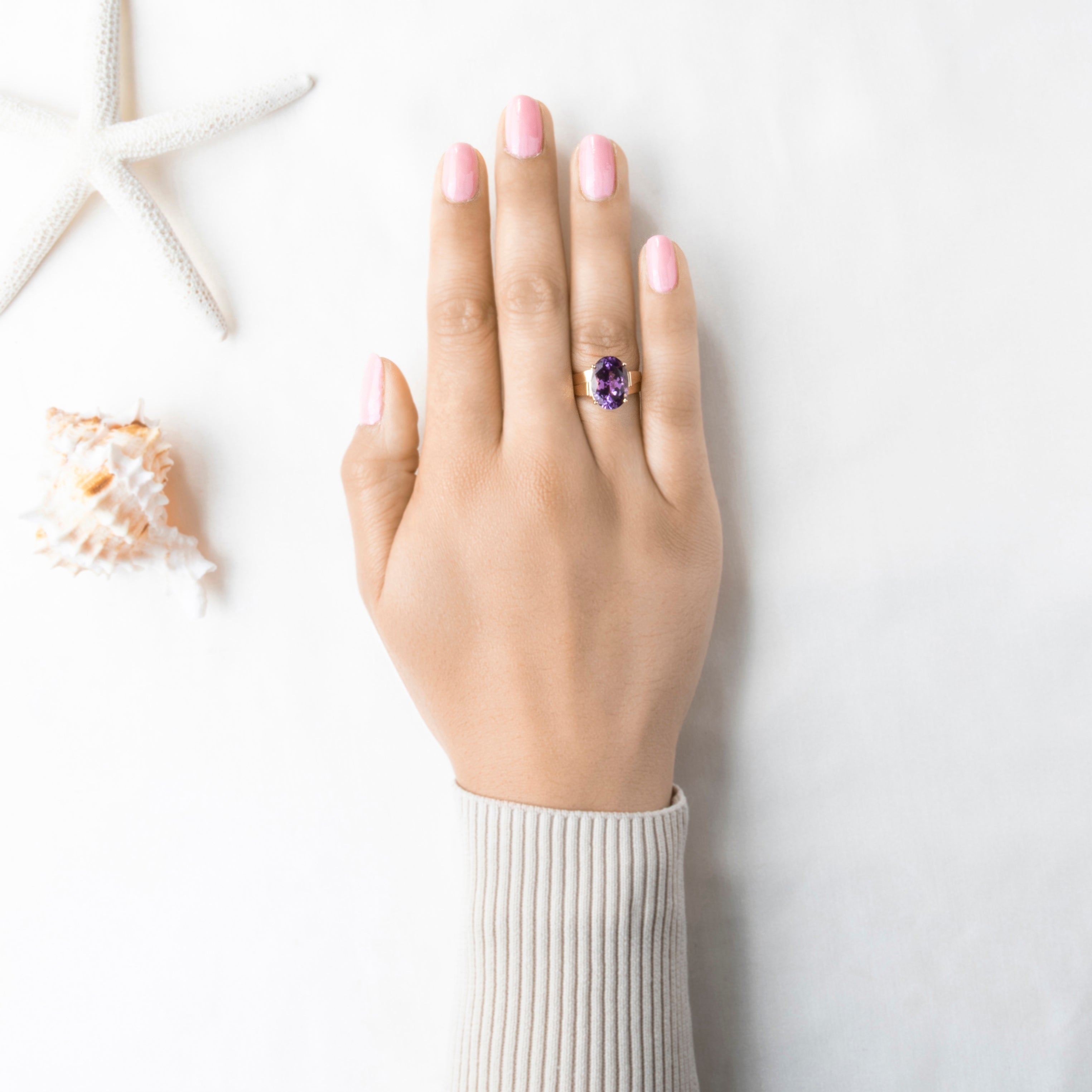 Vintage 10k Yellow Gold 5ct Amethyst Modern Solitaire Statement Ring 8.00、mySite、hinf8tx79