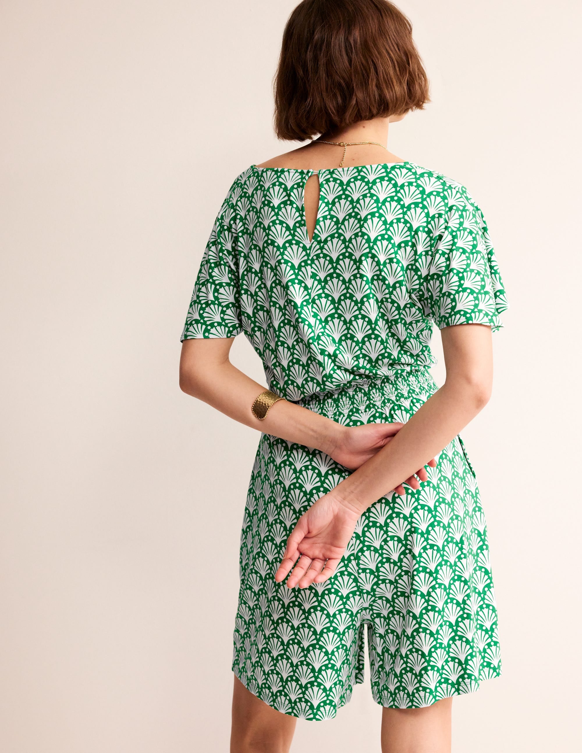  Smocked Jersey Playsuit-Green Tambourine, Shells、mySite、ashleygrahame