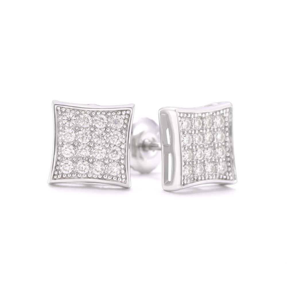 Square 4-Row Moissanite Earrings 14K Gold、mySite、hinf8tx79