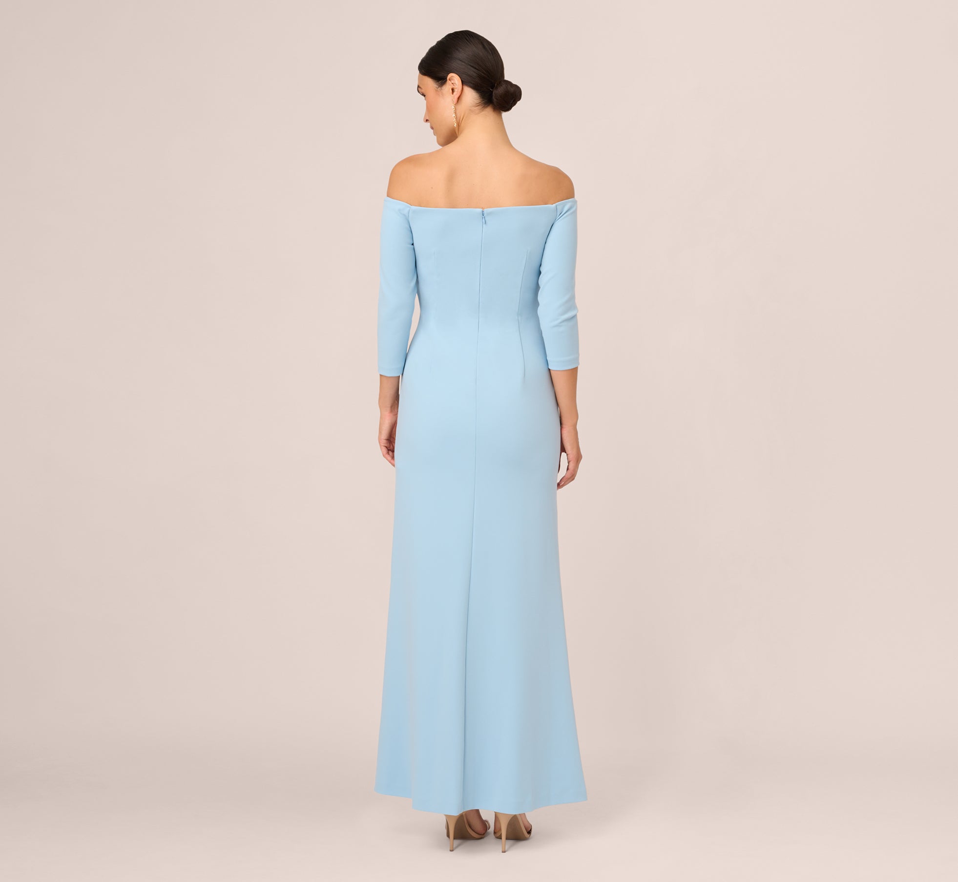 Off The Shoulder Cascading Ruffle Gown In Blue Mist、mySite、solidvoid