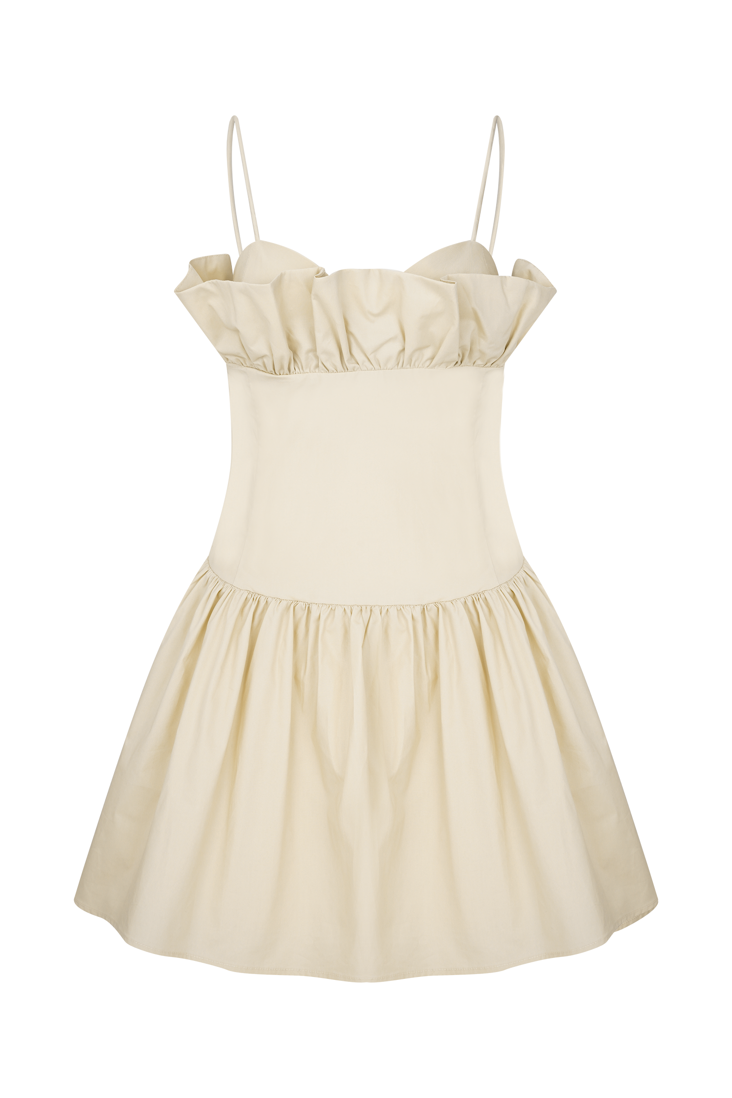 Janis Cotton Frill Mini Dress - Nude、mySite、solidvoid
