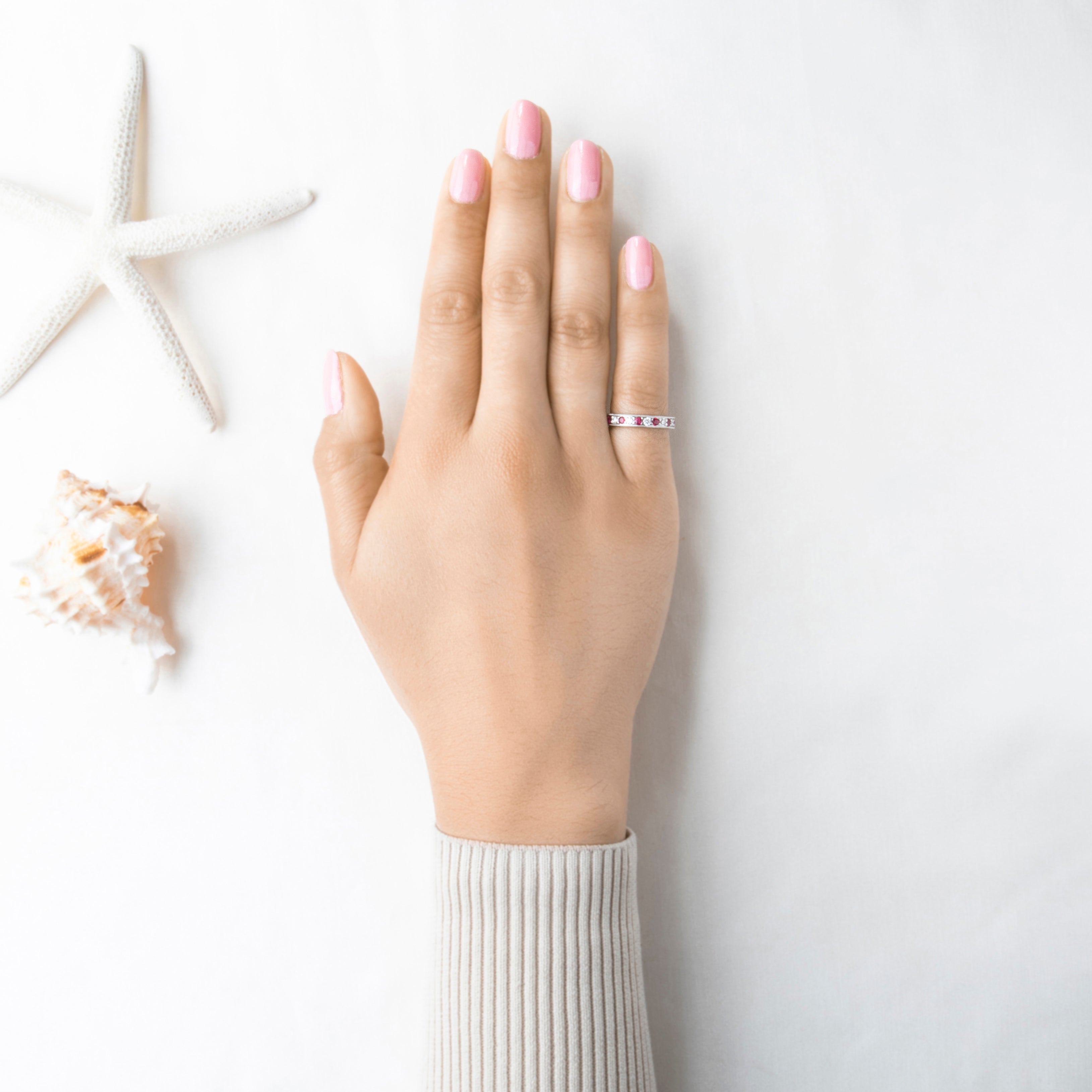 Vintage Platinum .364cttw Diamond Ruby Alternating Milgrain Band Ring 6.50、mySite、hinf8tx79