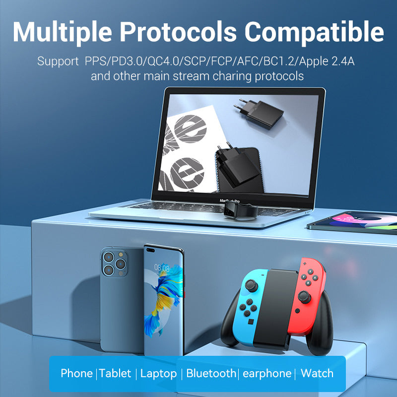 Vention 1-Port USB-C Wall Charger 30W EU-Plug、mySite、fannypackpong