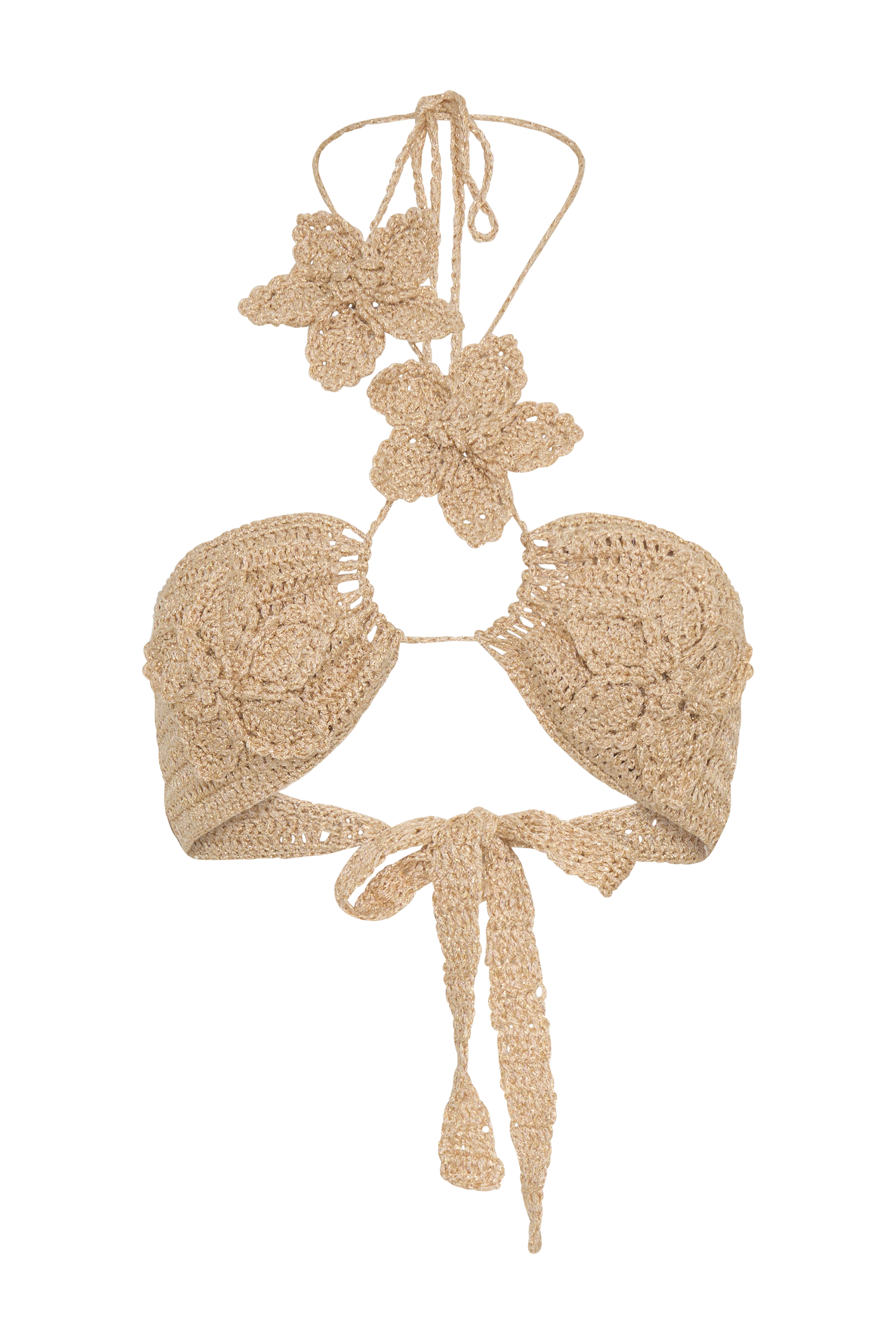 River Floral Crochet Bikini Top - Gold、mySite、solidvoid