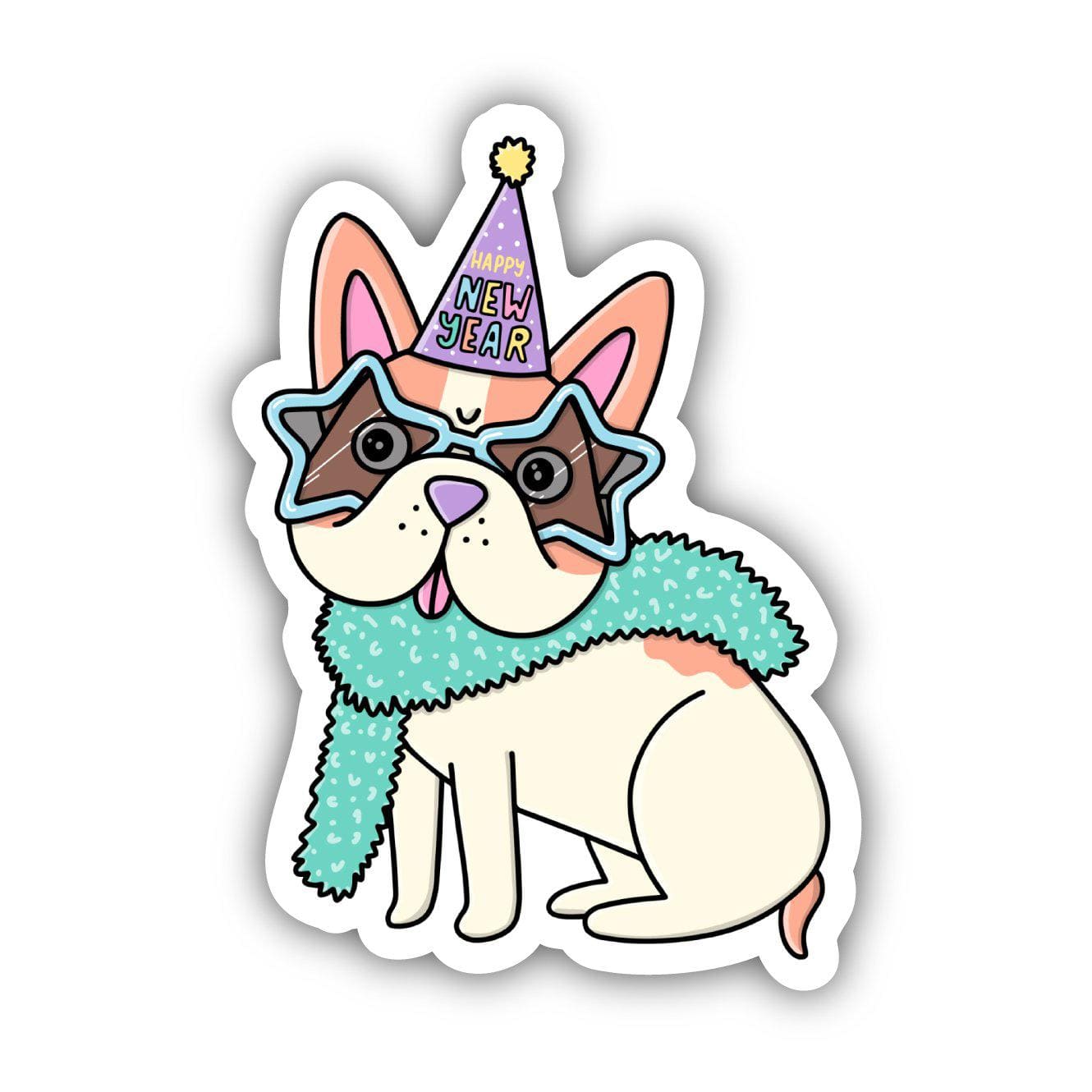 Happy New Year French Bulldog Sticker、mySite、elrpsem3k