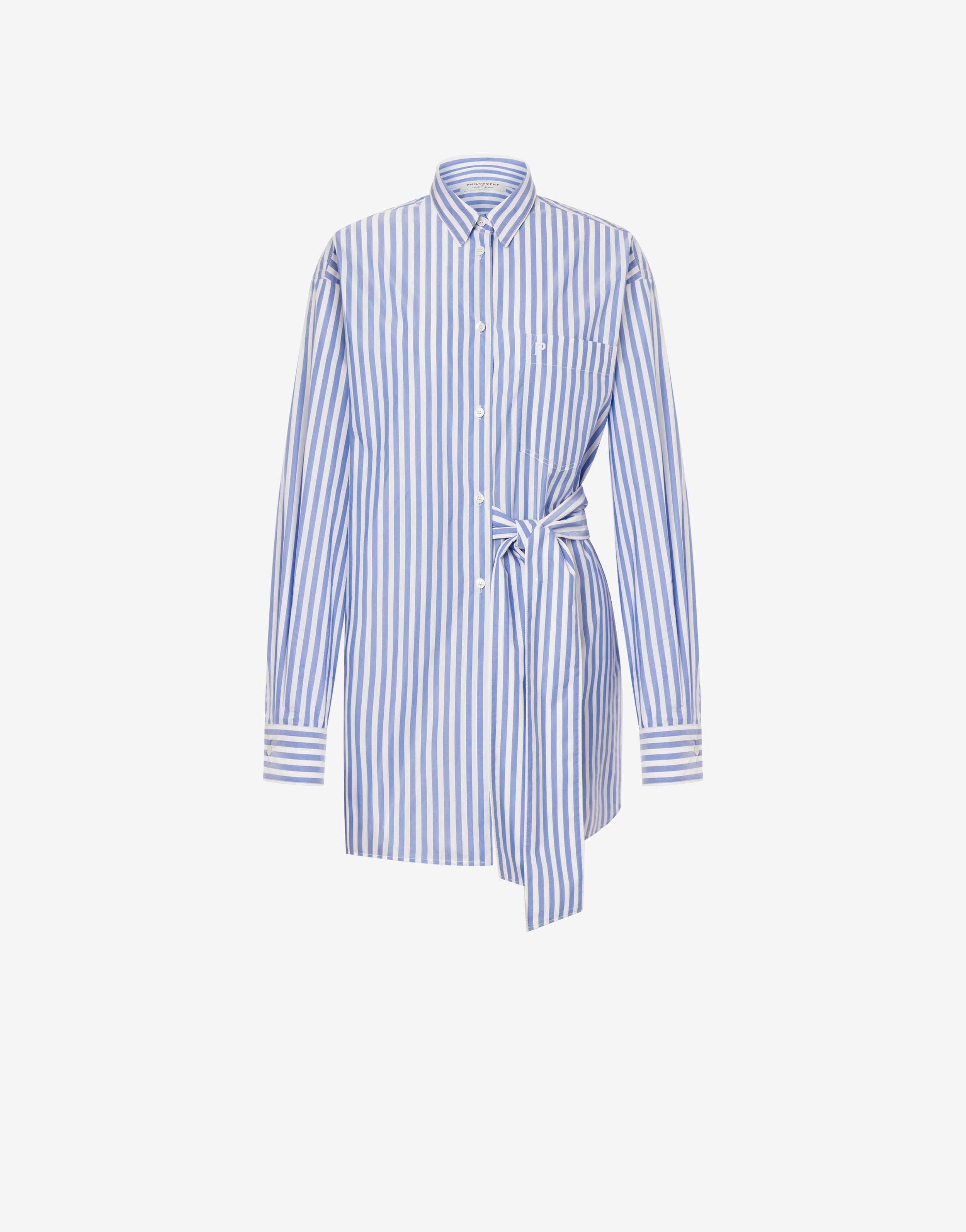 Minidress camicia in cotone rigato、mySite、aoinhome