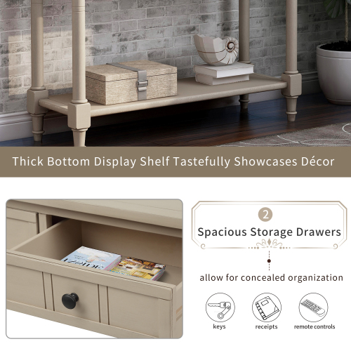 TREXM Daisy Series Console Table Traditional Design with Two Drawers and Bottom Shelf (Espresso)、、casual