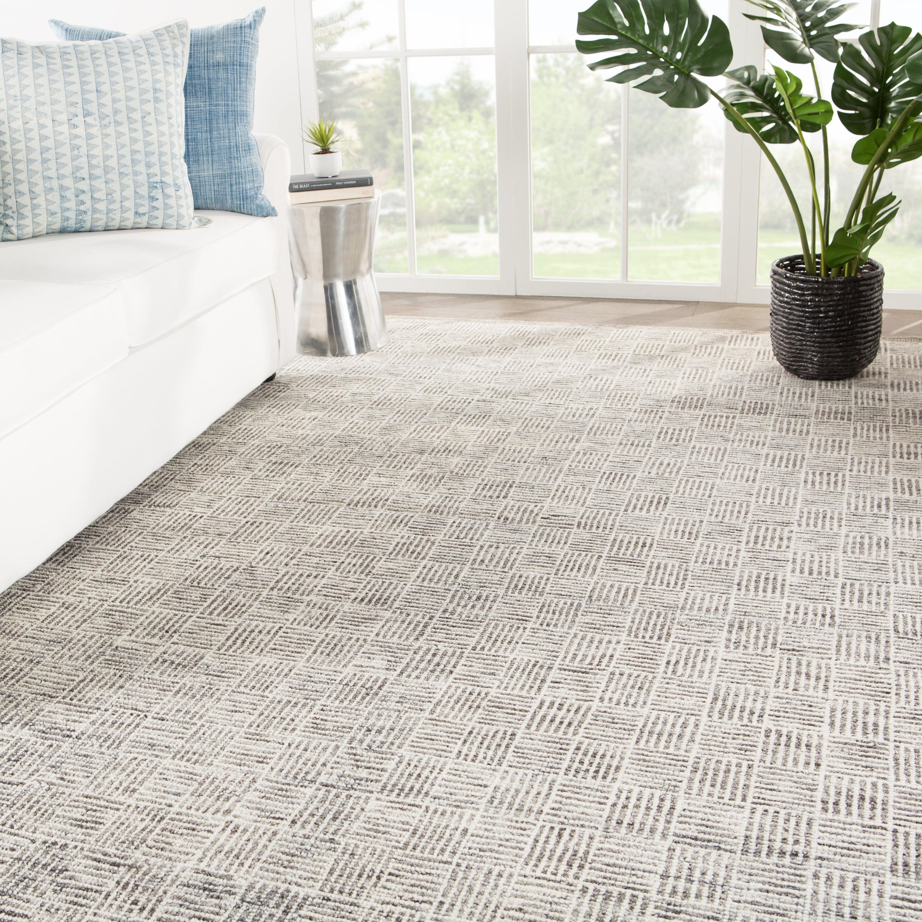 Mugler Hand-Knotted Geometric Ivory Black Area Rug、mySite、gigharbornorthrealestate