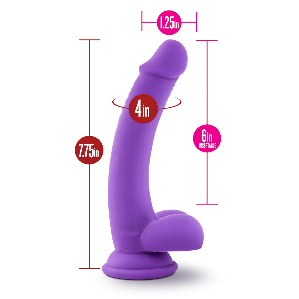 Ruse By Blush® | D Thang Realistic G-Spot Purple 7.75-Inch Long Dildo With Balls & Suction Cup Base、mySite、bottomscart