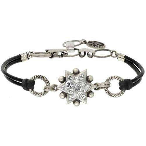 Michal Golan Leather Bracelet with Silver Star of David、mySite、topwebapps