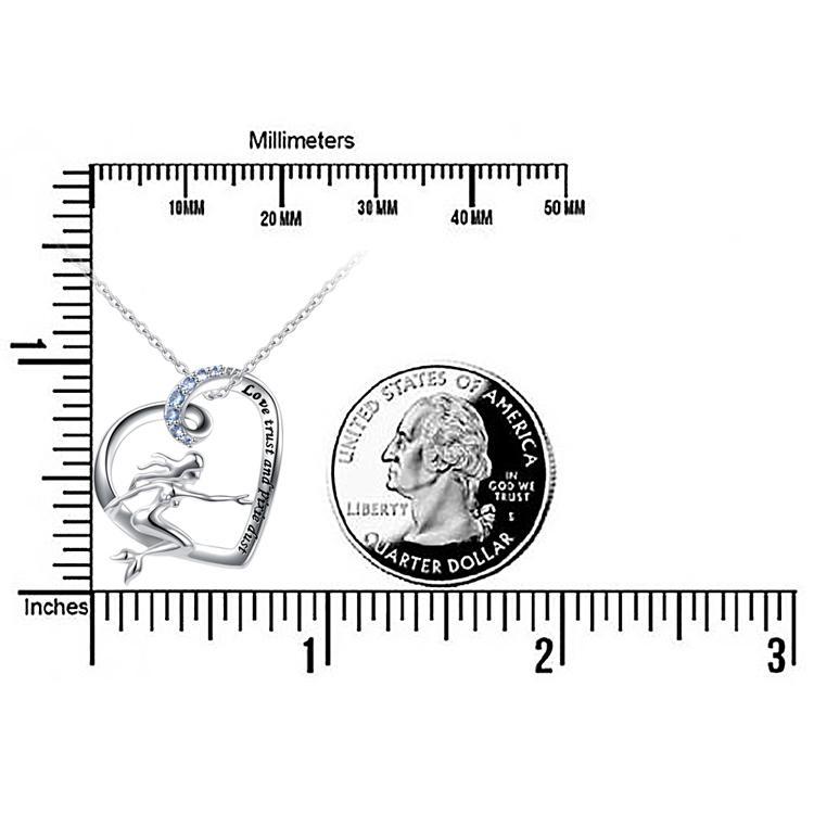 Mermaid in a Heart Necklace Love, Trust and Pixie Dust Sterling Silver with Blue CZ、mySite、g9winljtr