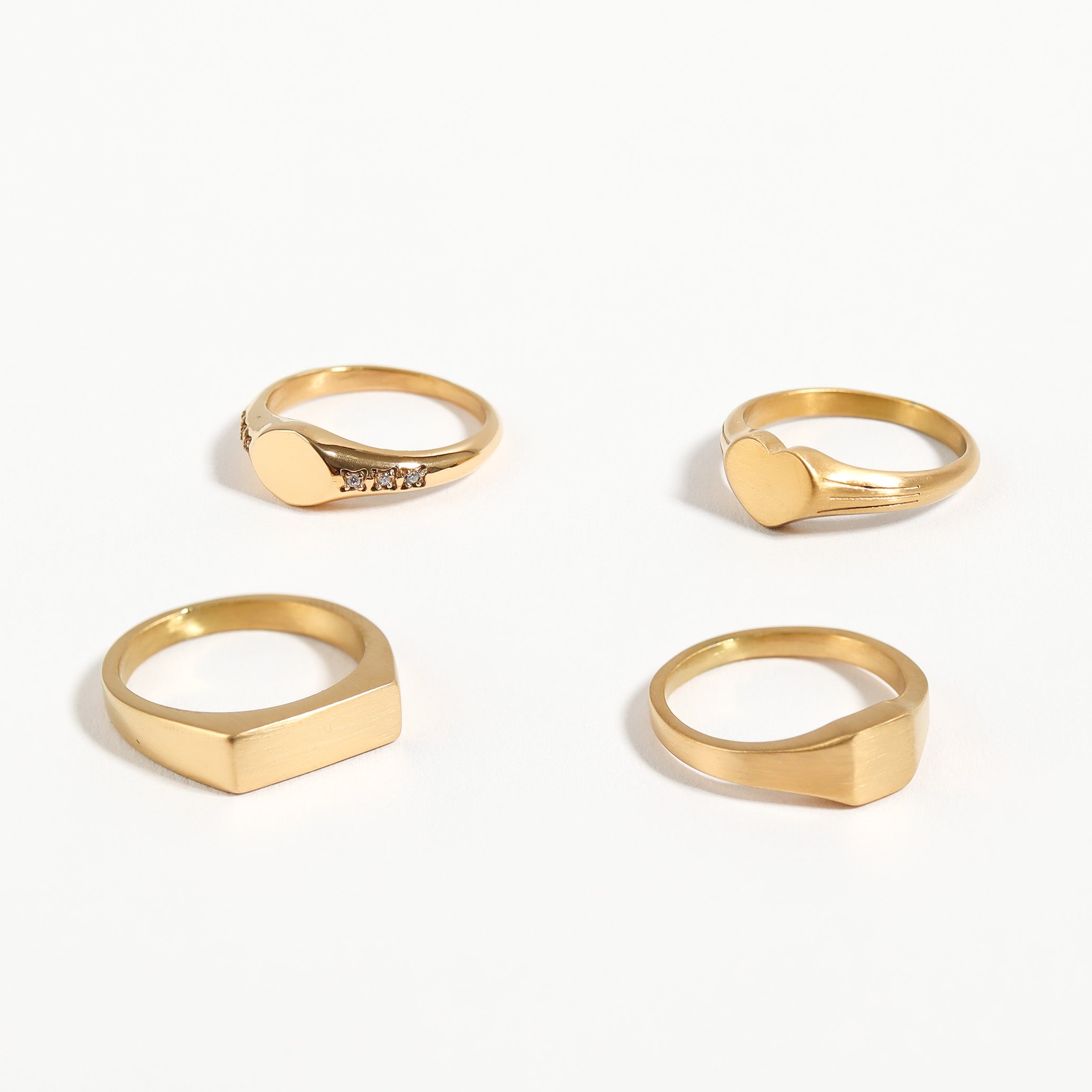 18K Gold PVD Stainless Steel Blank Engravable Heart Signet Ring / ESR0004、mySite、dreamappss