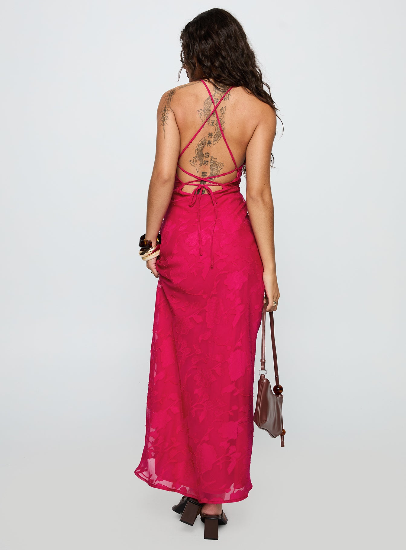Magnetic Halter Maxi Dress Hot Pink、mySite、solidvoid