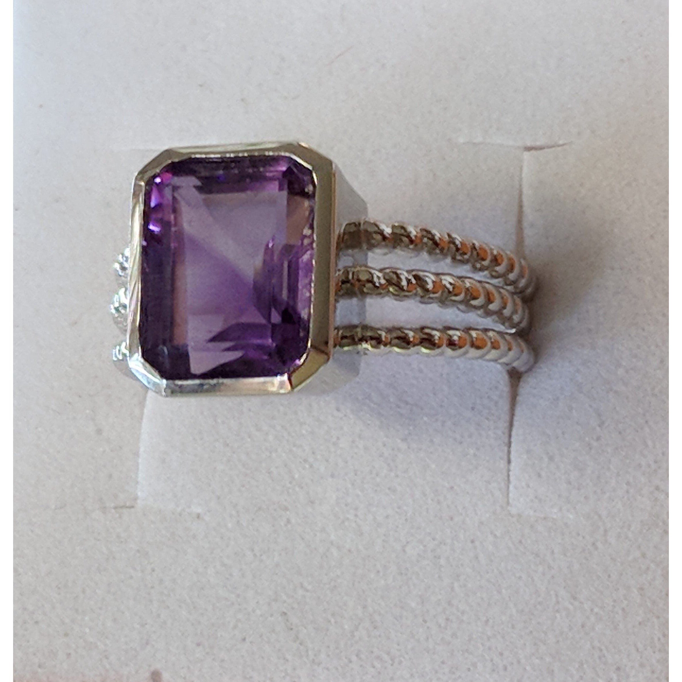 5ct Topaz or Amethyst Ring Three Rope Look Bands、mySite、g9winljtr