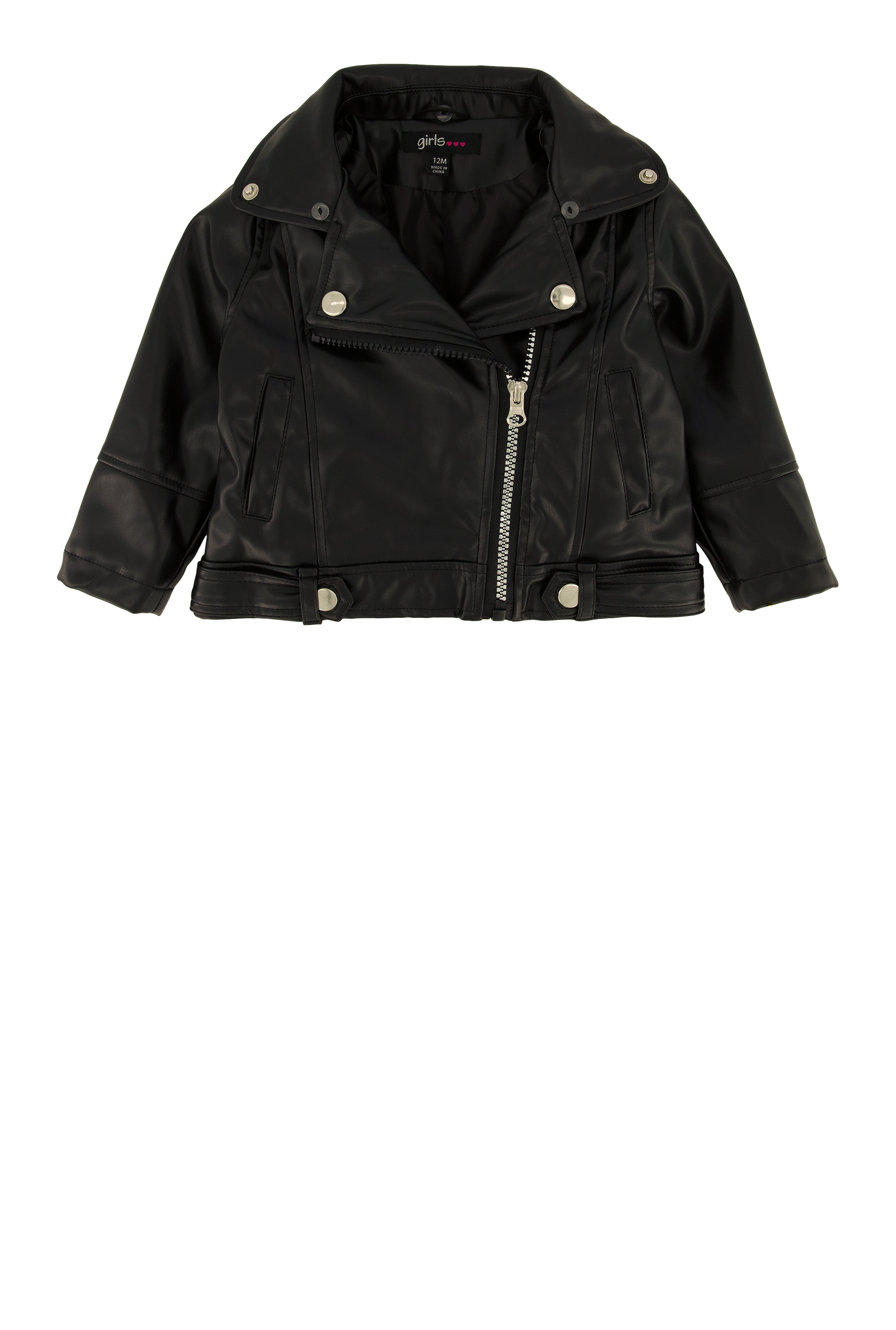 Baby Girls 12-24M Faux Fur Trim Faux Leather Moto Jacket、mySite、camillekostekn