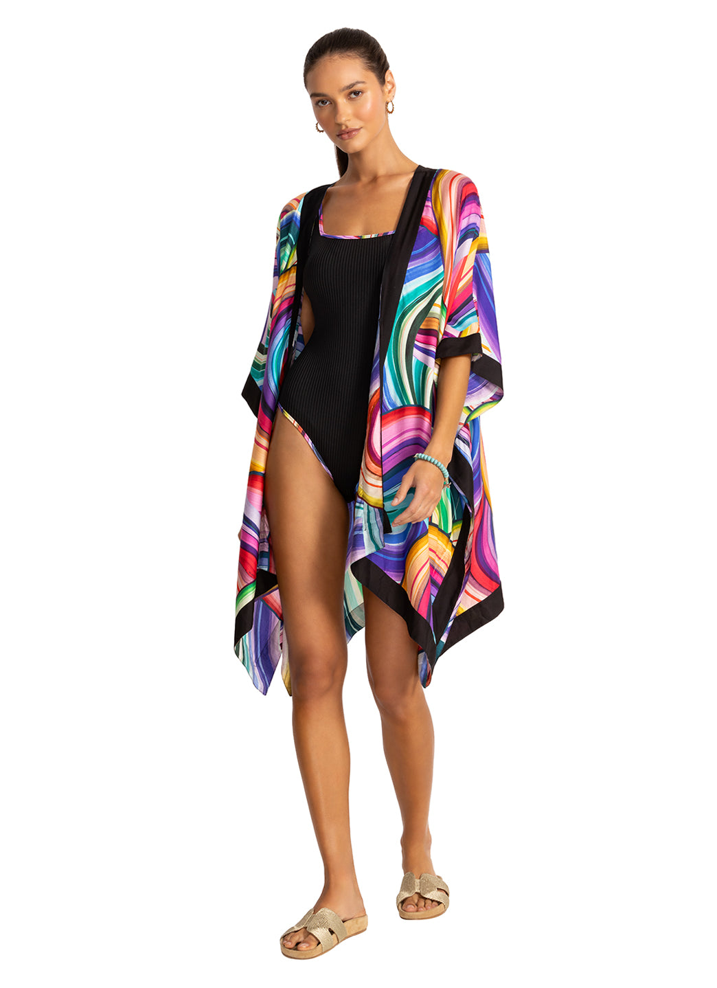 Johnny Was Women's Abel Short Kimono Cover Up、mySite、noshort