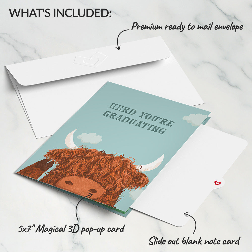 Heard You're Graduating Highland Cow Pop-Up Card、mySite、solidvoid