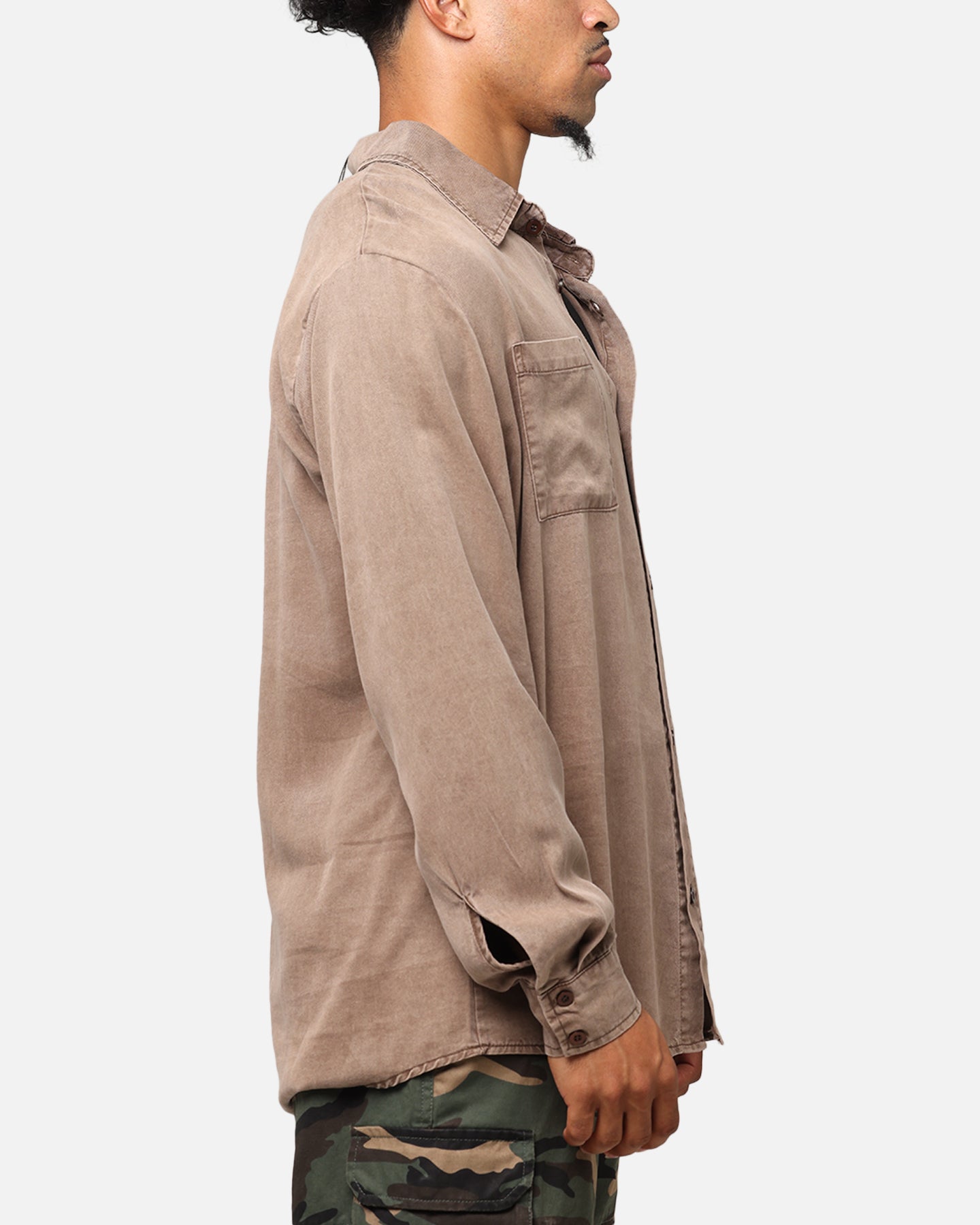 XXIII Acid Wash Button Up Over Shirt Washed Brown、mySite、zt4zffjzw