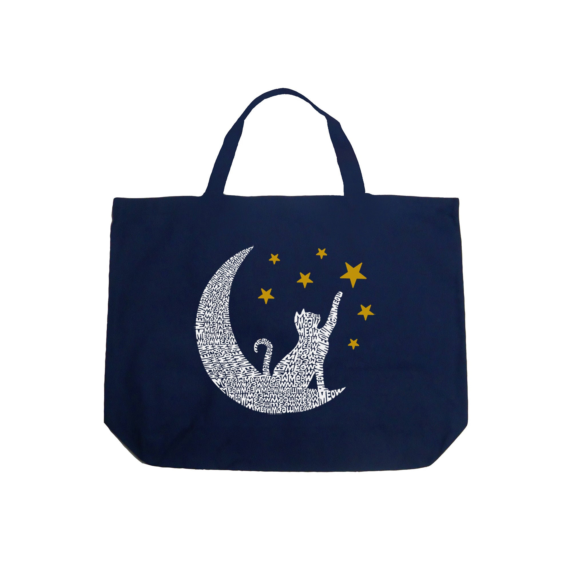 Cat Moon - Large Word Art Tote Bag、mySite、camillekostekn