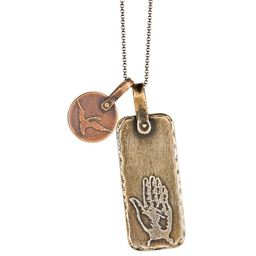 Bird in the Hand Necklace in Bronze and Copper by Marla Studio、mySite、topwebapps