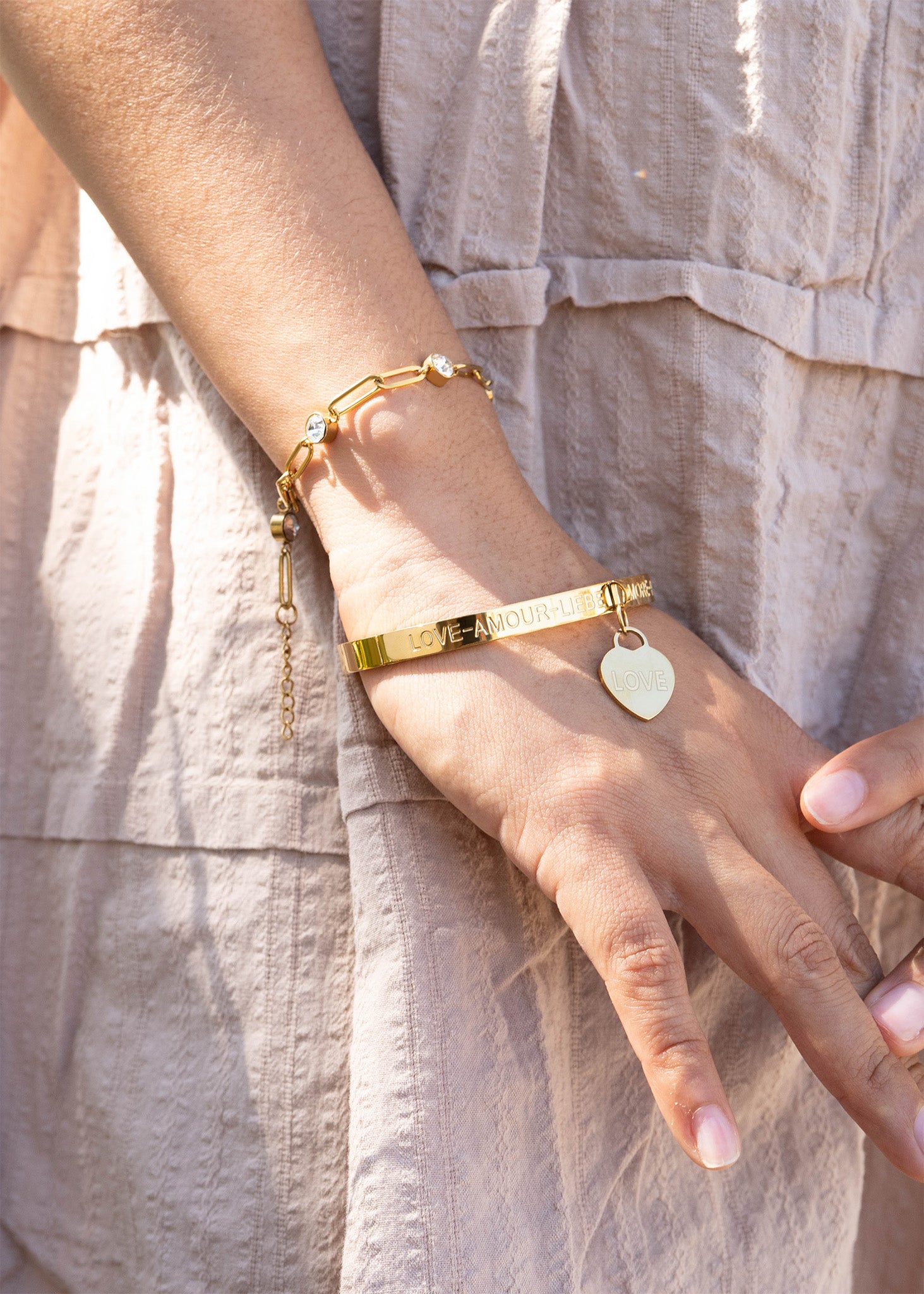 18K Gold PVD Stainless Steel Stone Paperclip Bracelet / BRJ1024、mySite、dreamappss