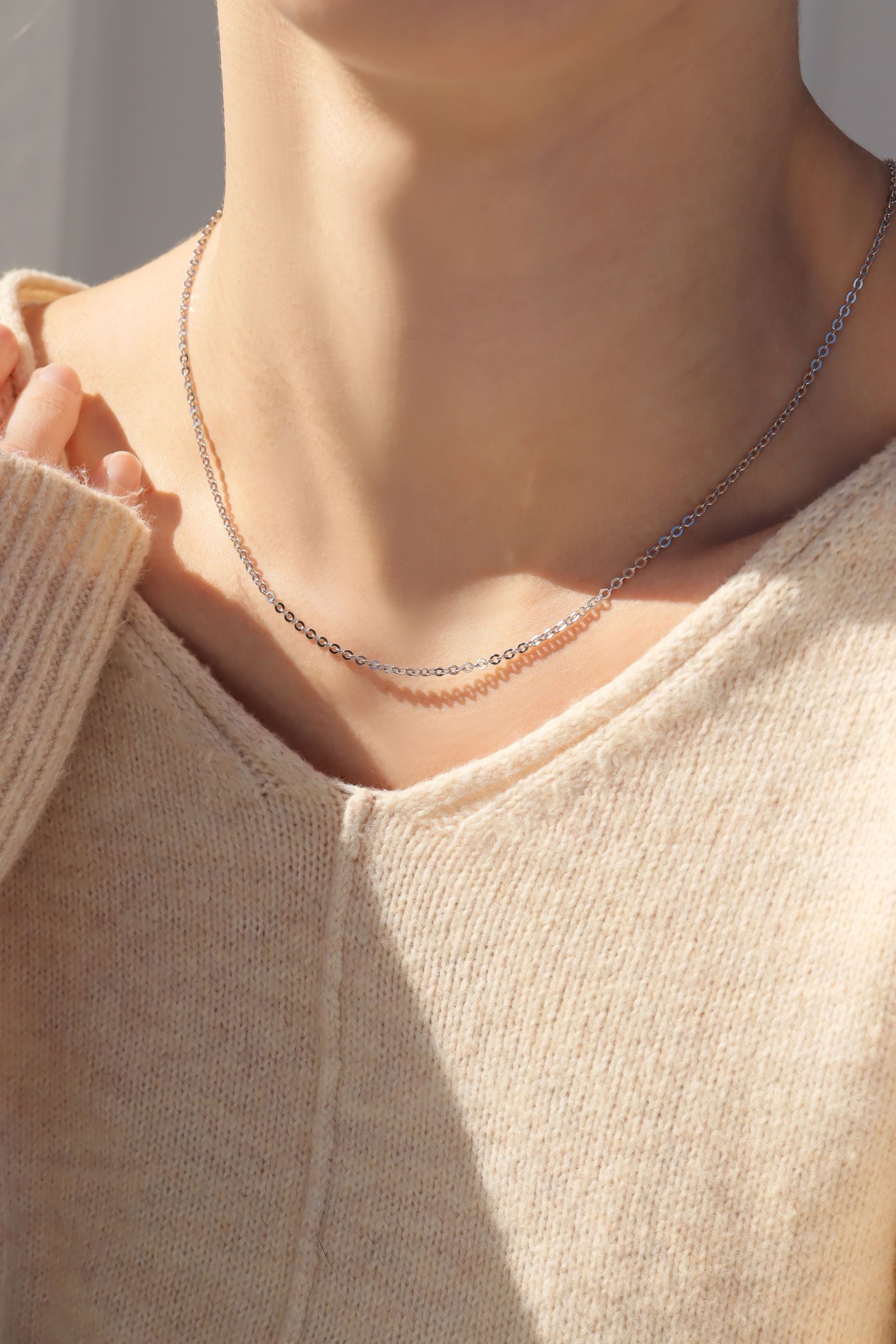 Sterling Silver Platinum Plated Loop Chain / SSC0004、mySite、dreamappss