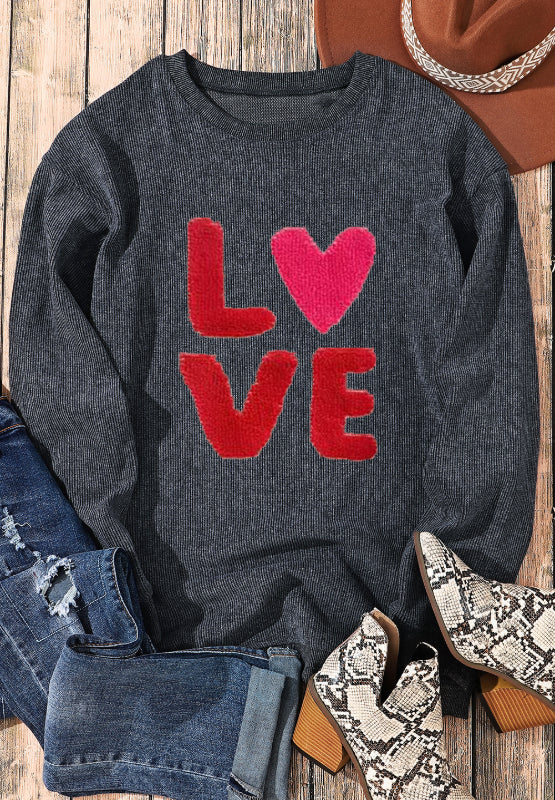  Valentine’s Day LOVE Round Neck Long Sleeve Sweatshirt、mySite、justintrudeaud