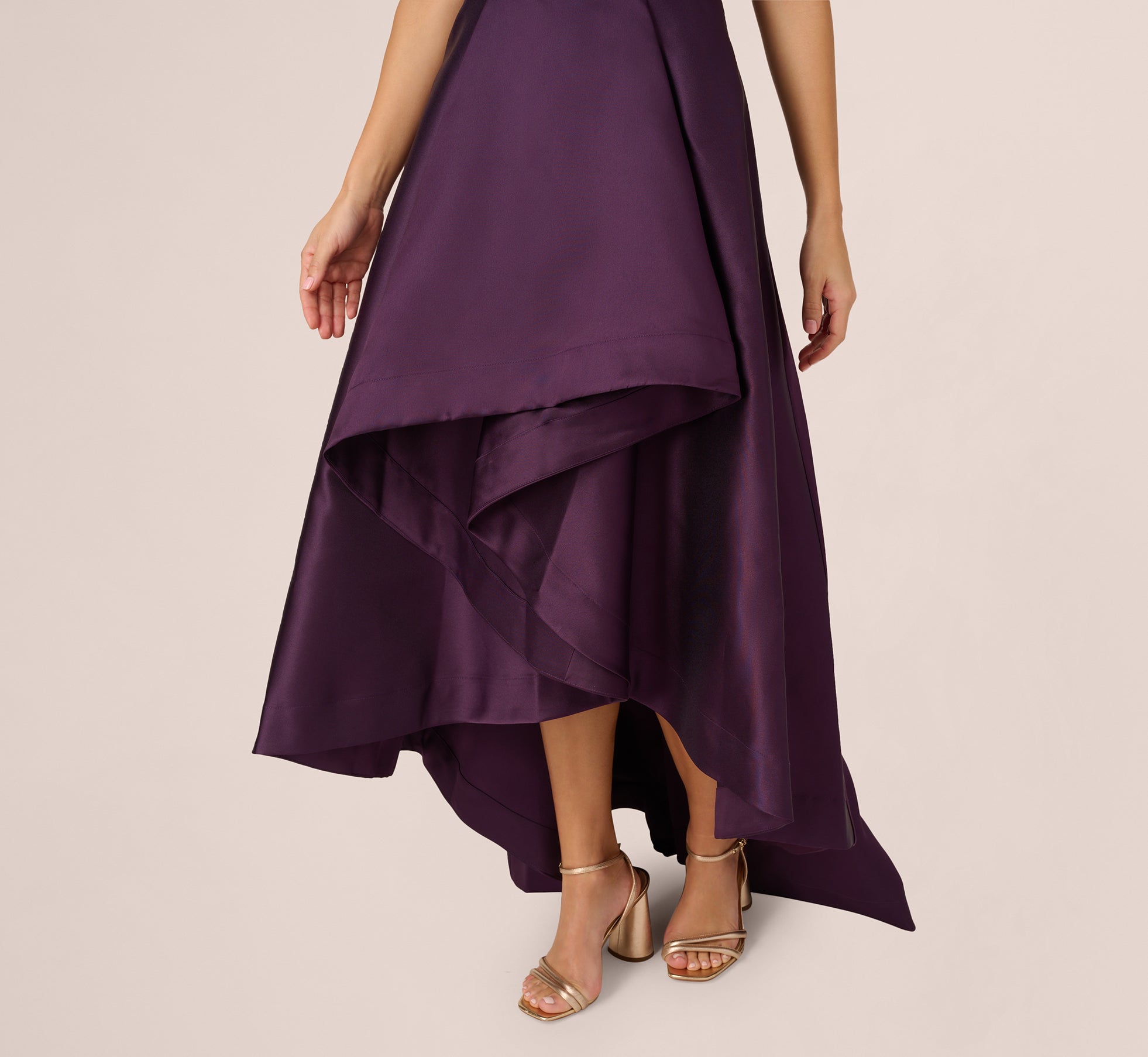 High Low Mikado Gown With Asymmetrical Detail In Luxe Plum、mySite、solidvoid