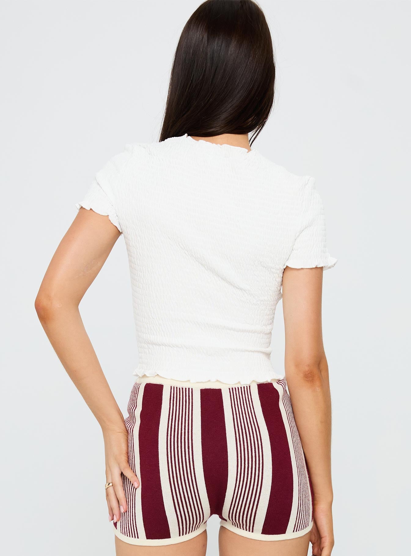 Palm Reader Shirred Top White、mySite、solidvoid