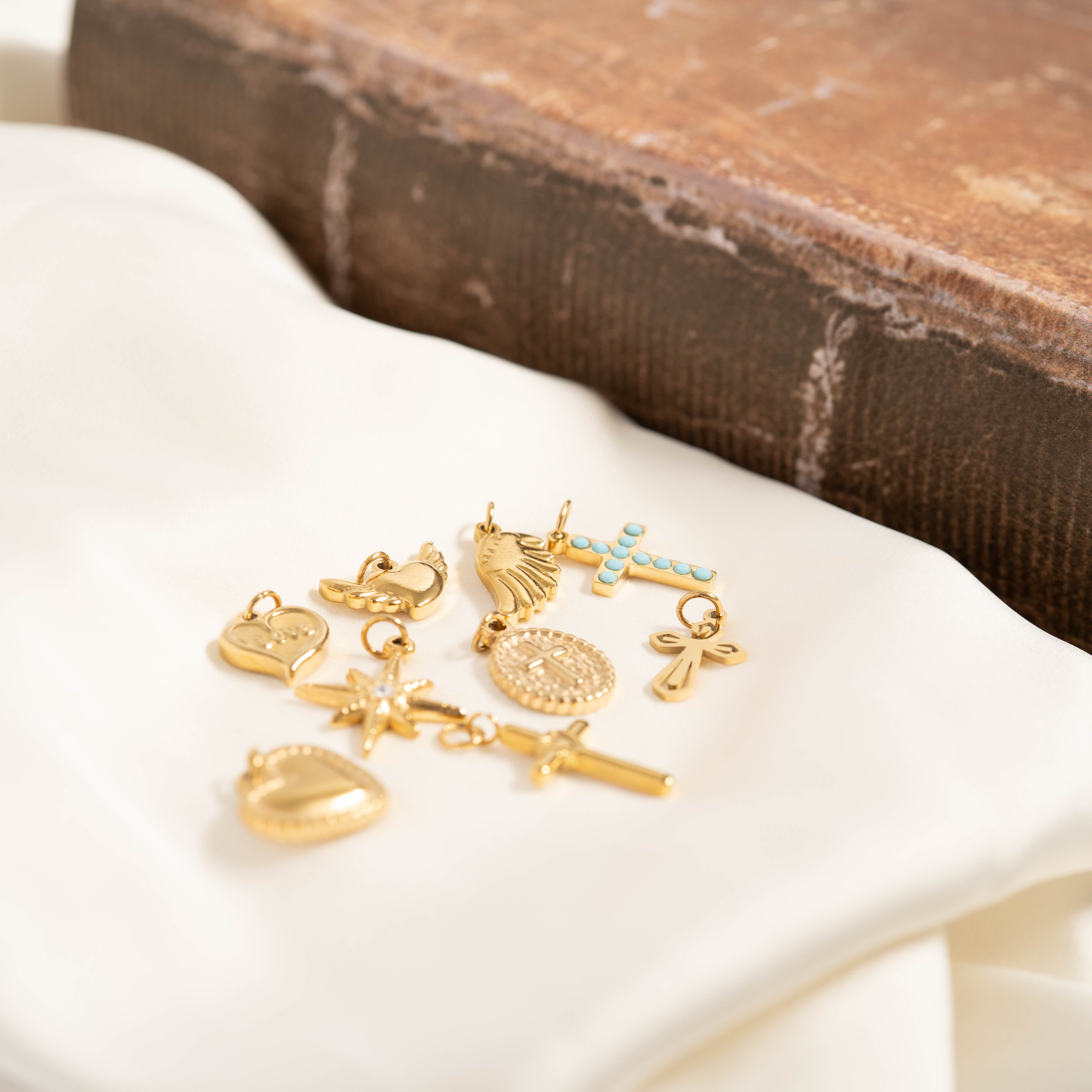 18K Gold PVD Stainless Steel Faith & Love Charm Set / BND0075、mySite、dreamappss