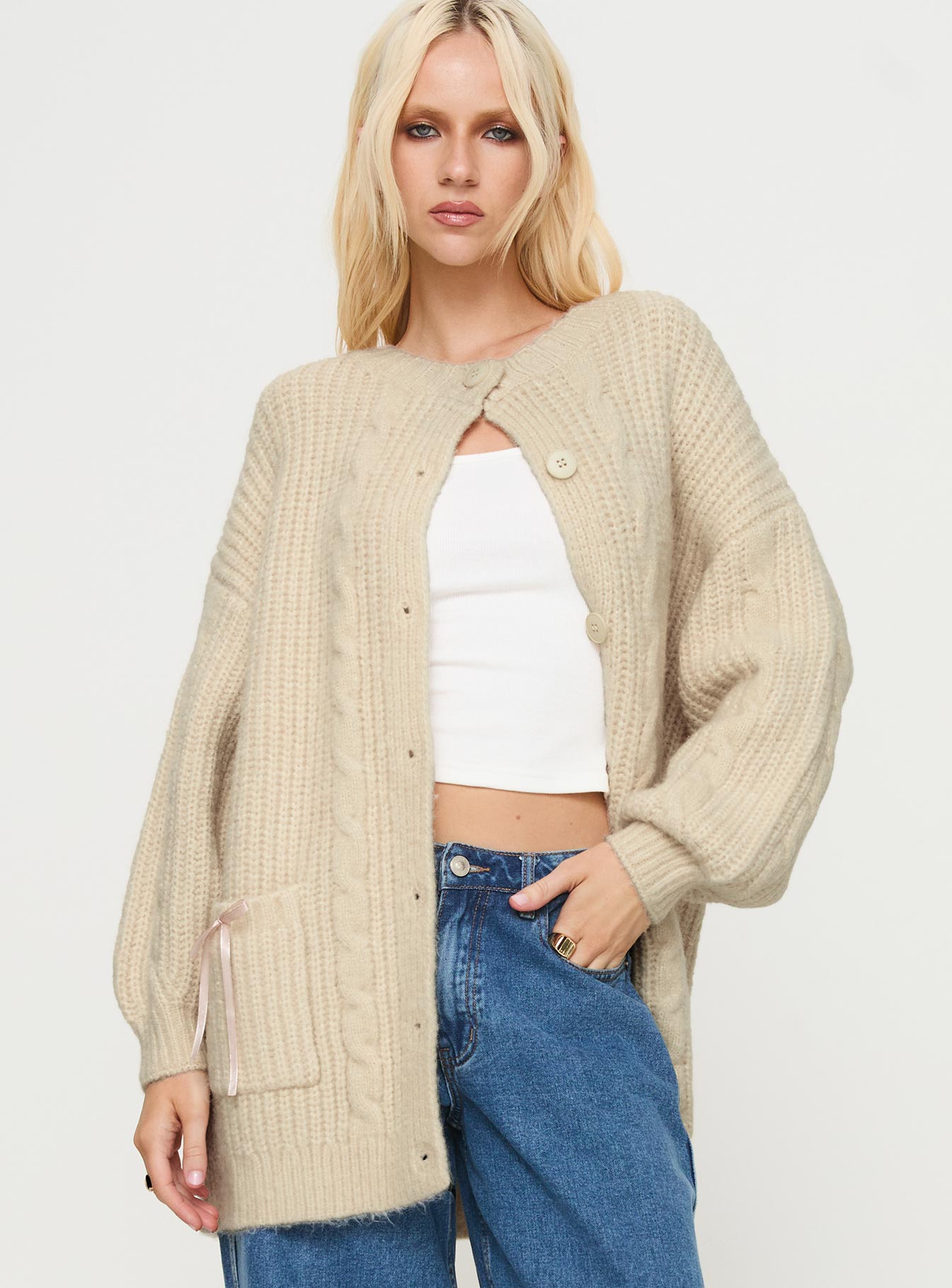 Cameliah Knit Cardigan Cream、mySite、solidvoid