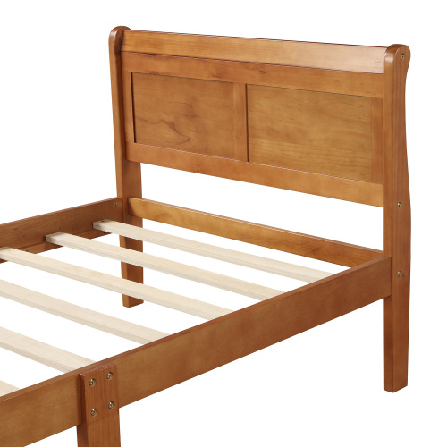 Wood Platform Bed Twin Bed Frame Mattress Foundation Sleigh Bed with Headboard/Footboard/Wood Slat Support、、casual