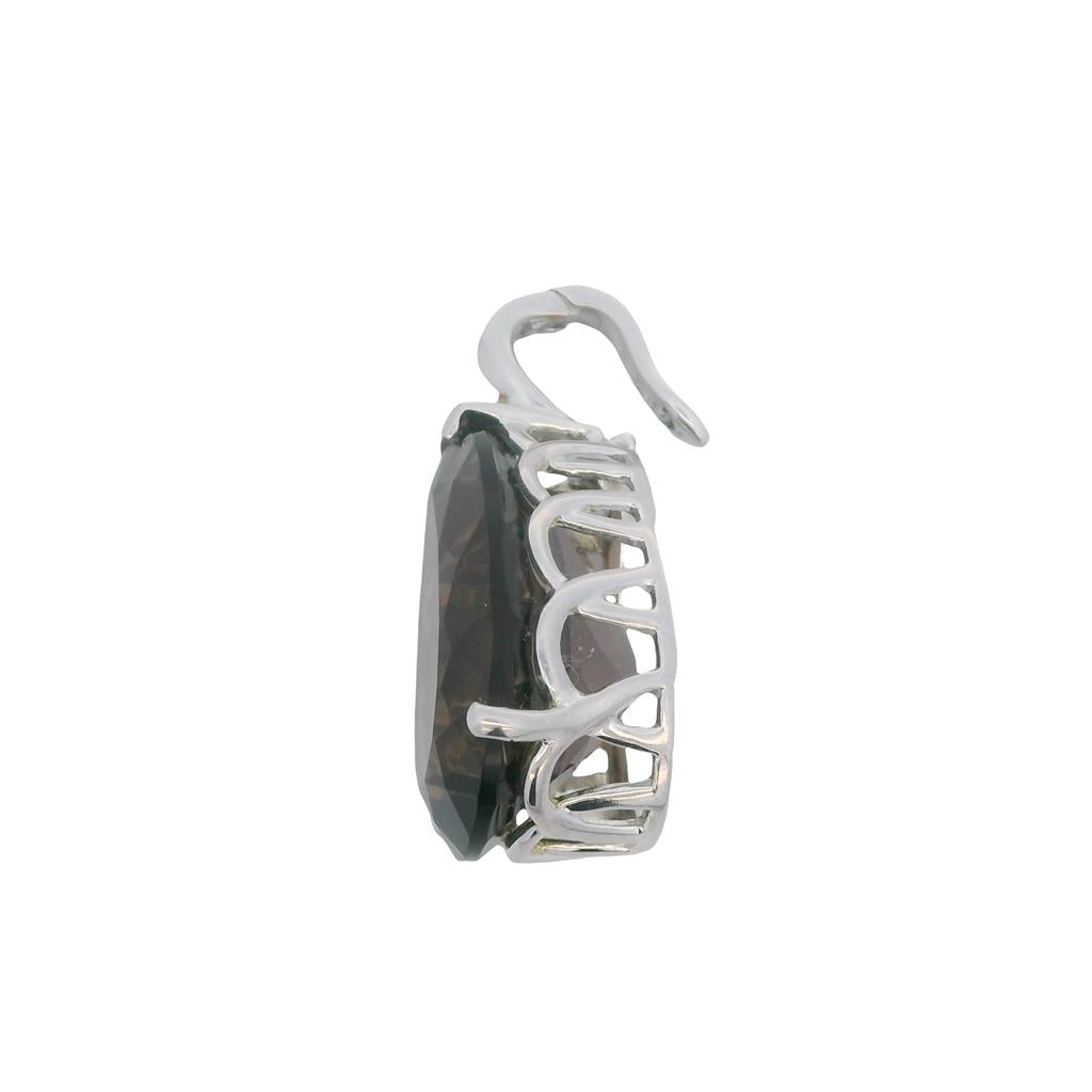 Estate Sterling Silver 21.10ctw Pear Shaped Smoky Quartz Pendant、mySite、botmansion