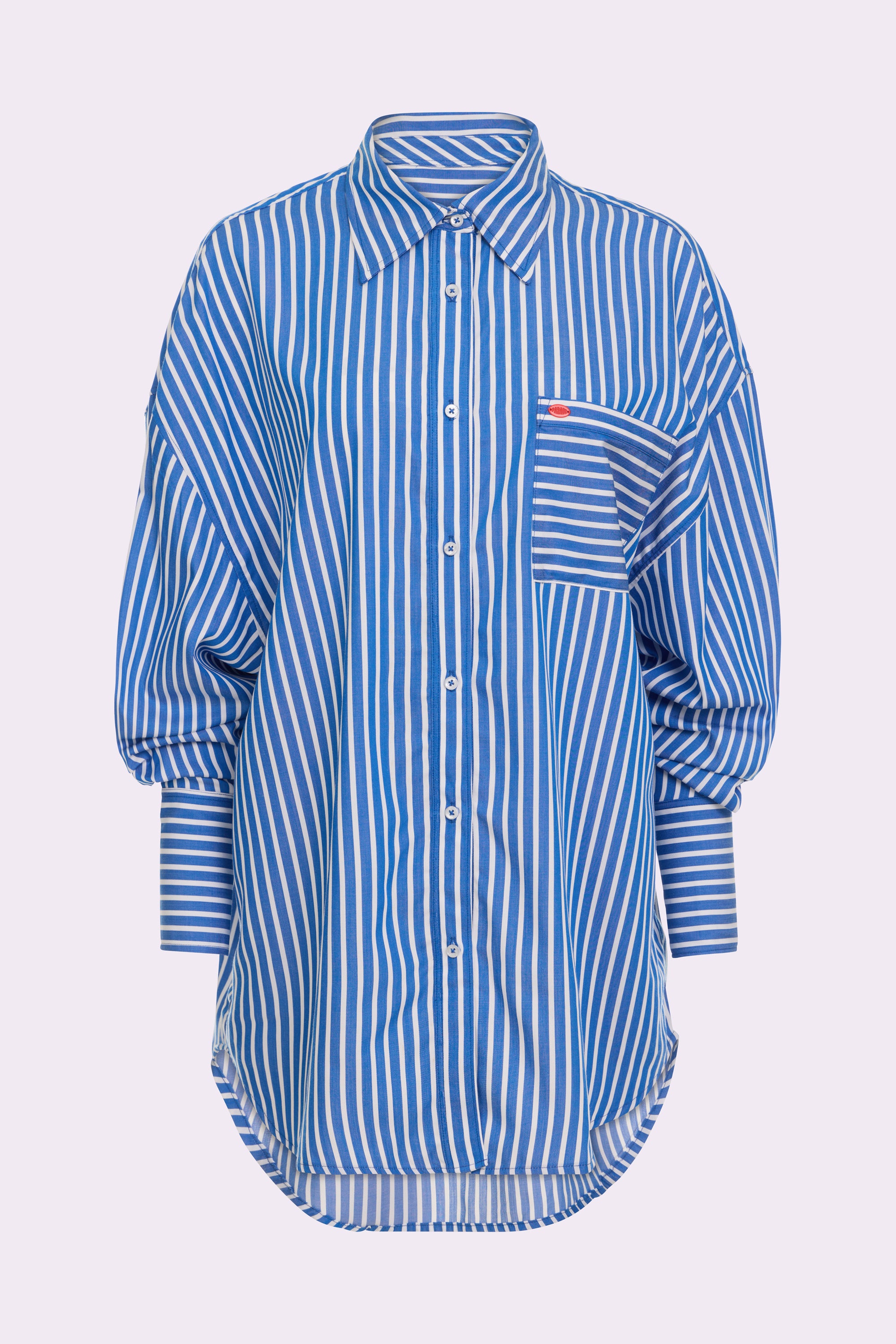 Parade Poplin Oversized Long Sleeve Button-Down Shirt | Parade Poplin (Paradise Stripe)、mySite、bengalsvssteelers