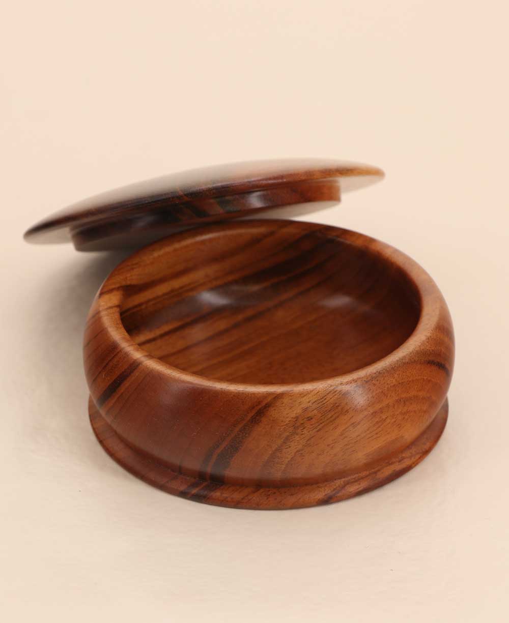 Fairtrade Round Lidded Wood Mala Storage Box、mySite、topwebapps